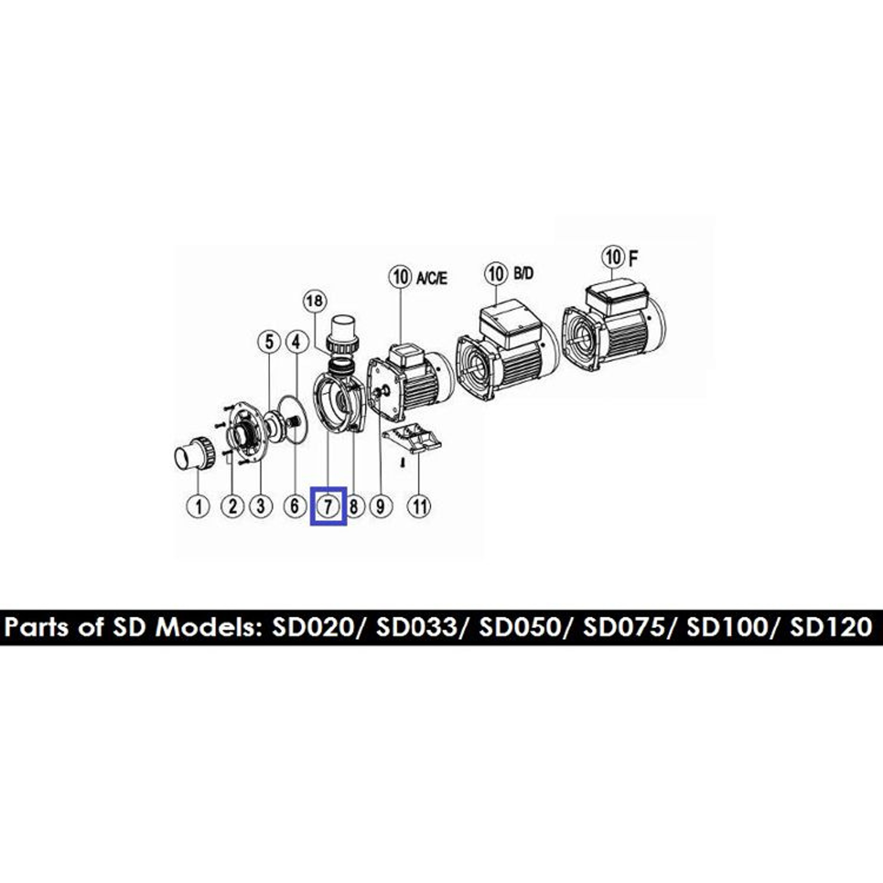 Корпус для насоса Aquaviva серии SD/SQ/ST (1021024), Артикул: 11858, Для насосов