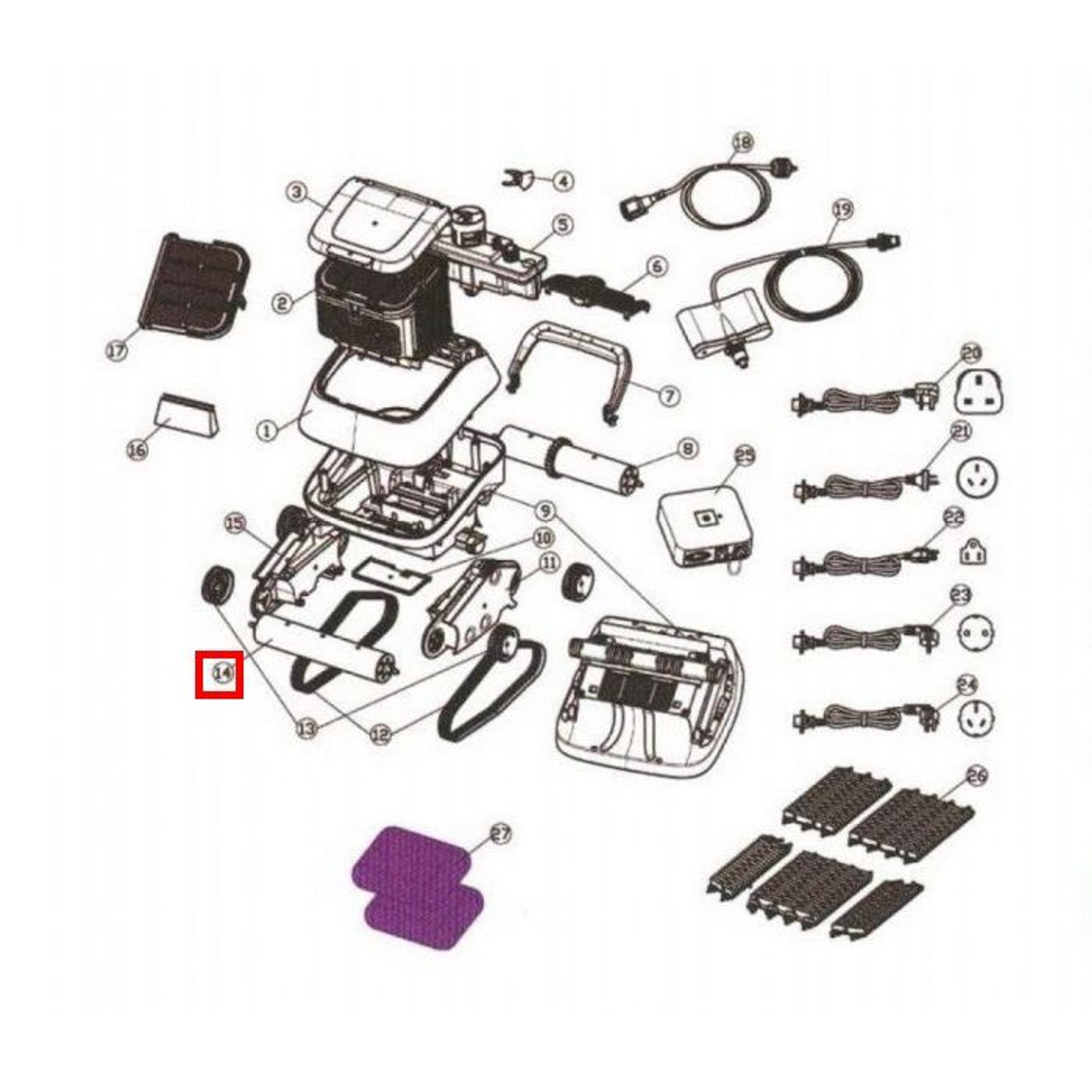 Сборная передняя цилиндрическая трубка для Aquaviva 7310 Black Pearl (71150), Артикул: 20600, Для водных пылесосов