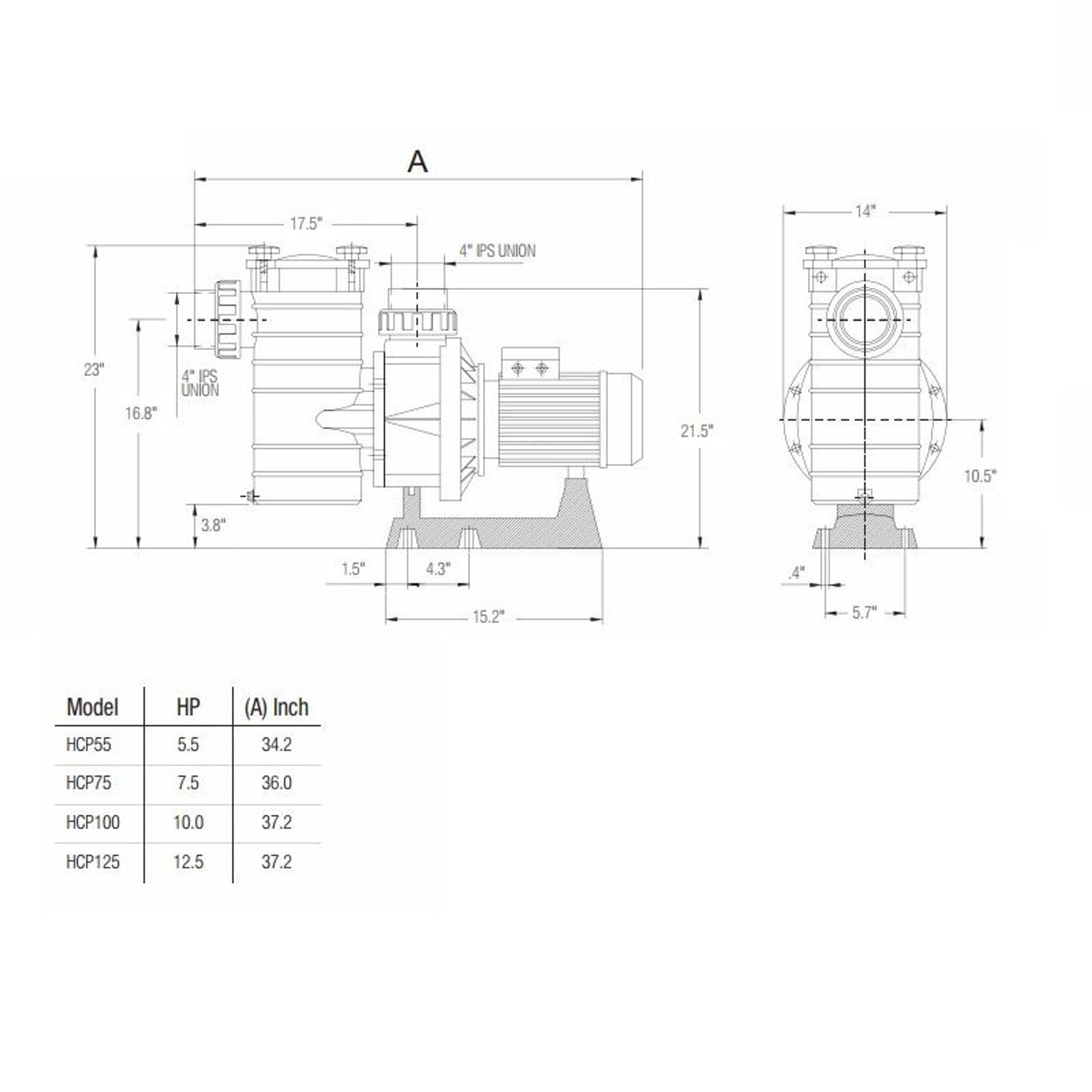 Насос для бассейна Hayward HCP401253E KAN1270 (137м³/ч*12м 10.2кВт 380В), Артикул: 17705
