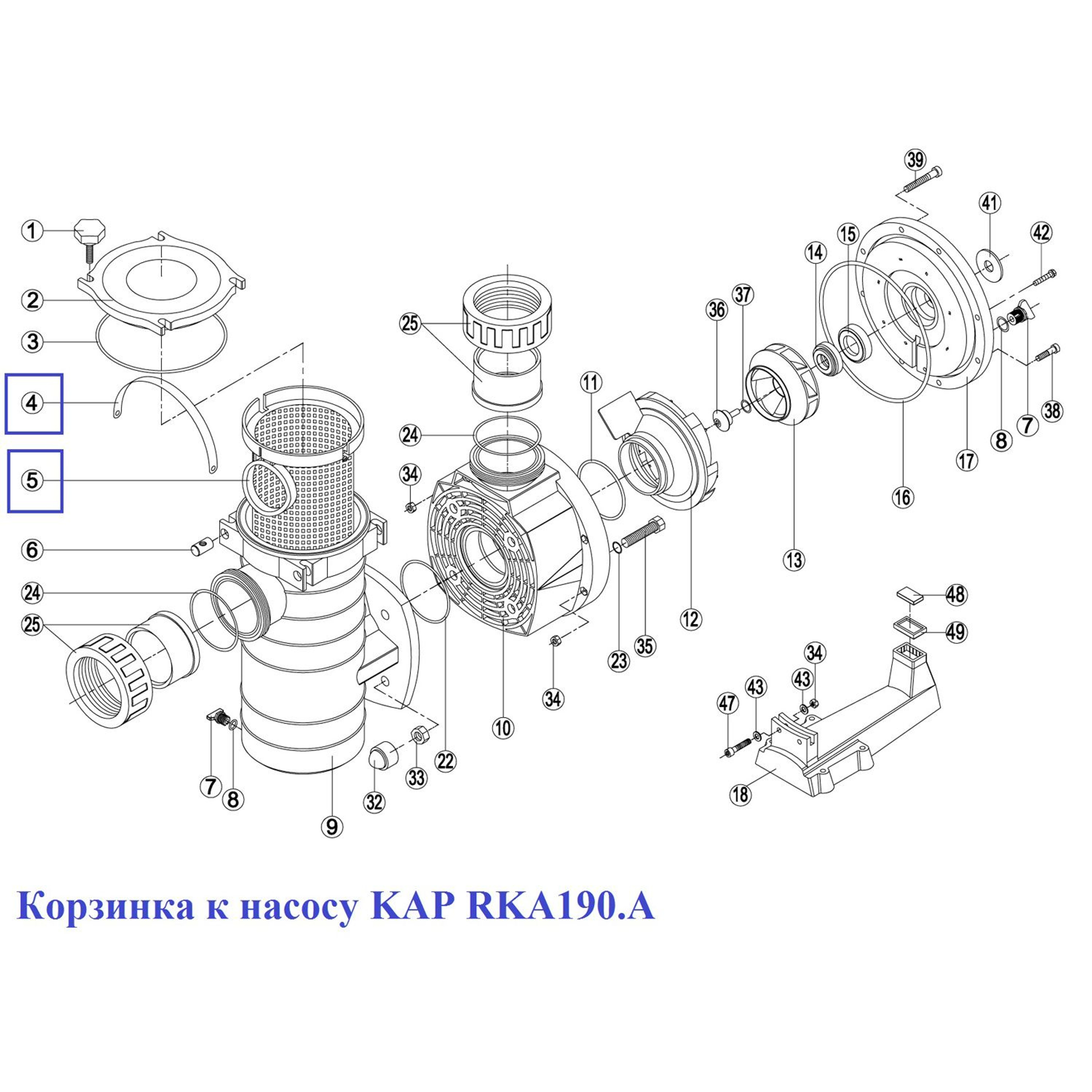 Корзина насоса KAP - RKA 190.A/ RBH0003.05R (RPUM0005.06R), Артикул: 12637, Для насосов