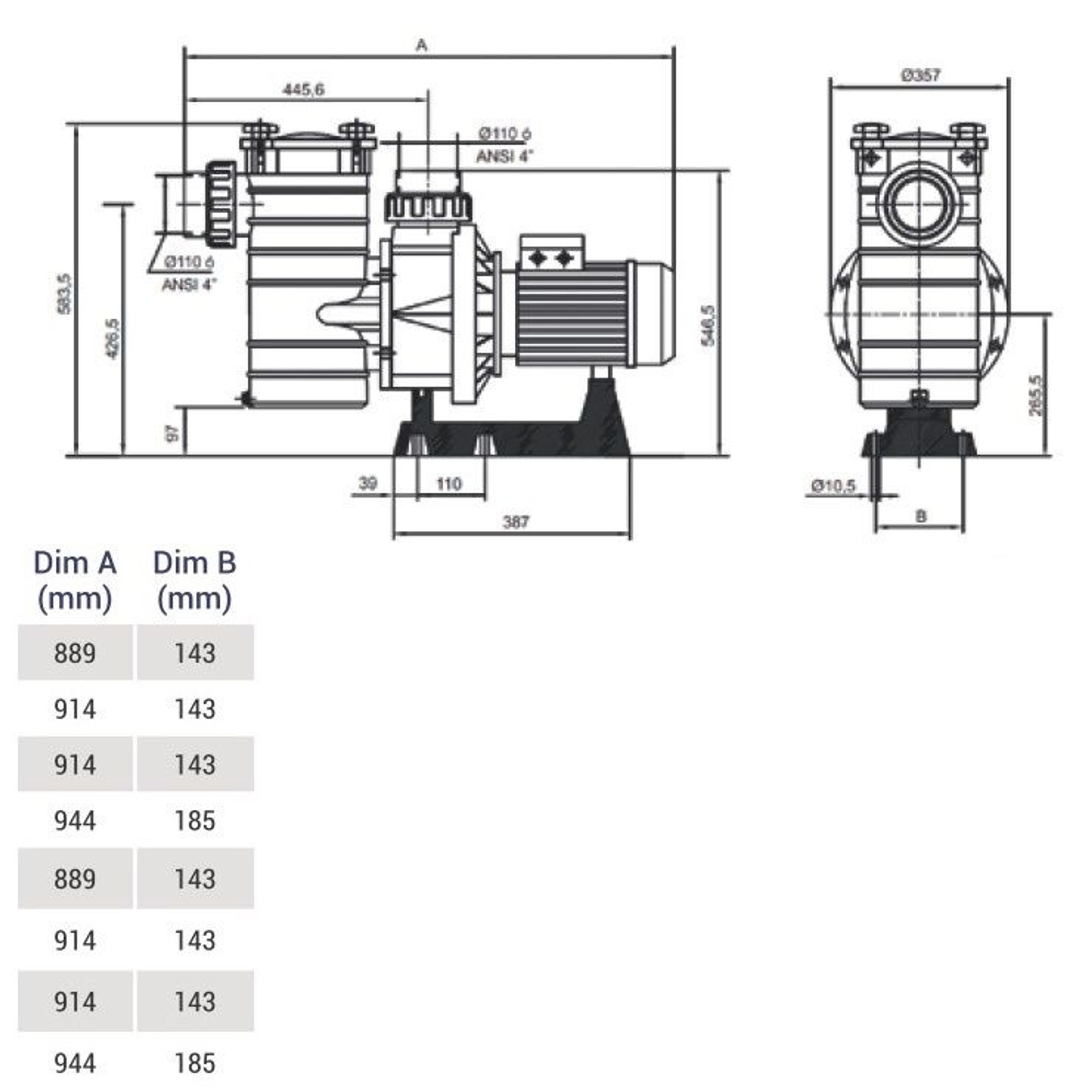 Насос для бассейна Hayward HCP40753E KAN760 (104.5м³/ч 5.52кВт 380В), Артикул: 17982