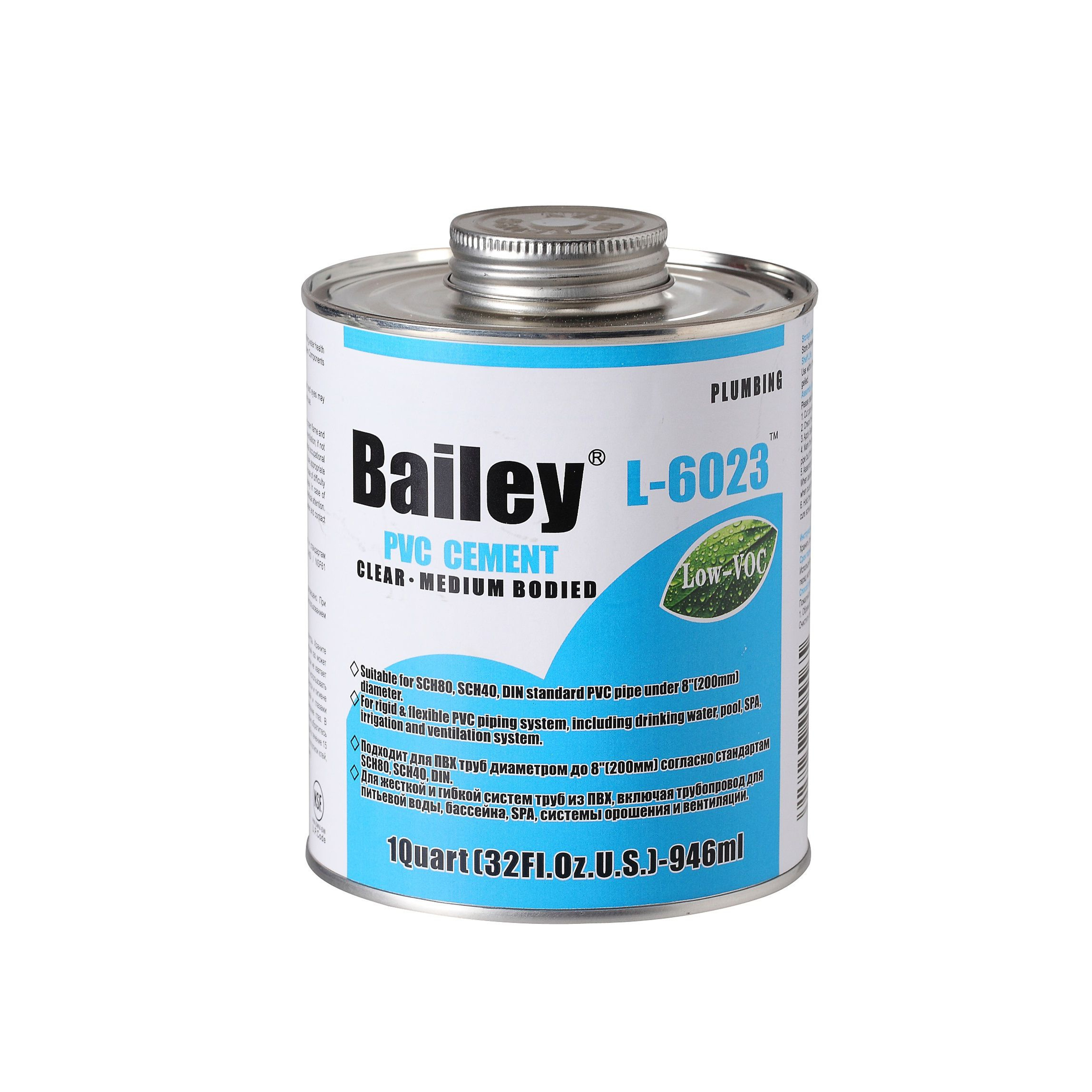 Клей для труб ПВХ Bailey L-6023 946 мл, Артикул: 18459, Клей и праймер для ПВХ