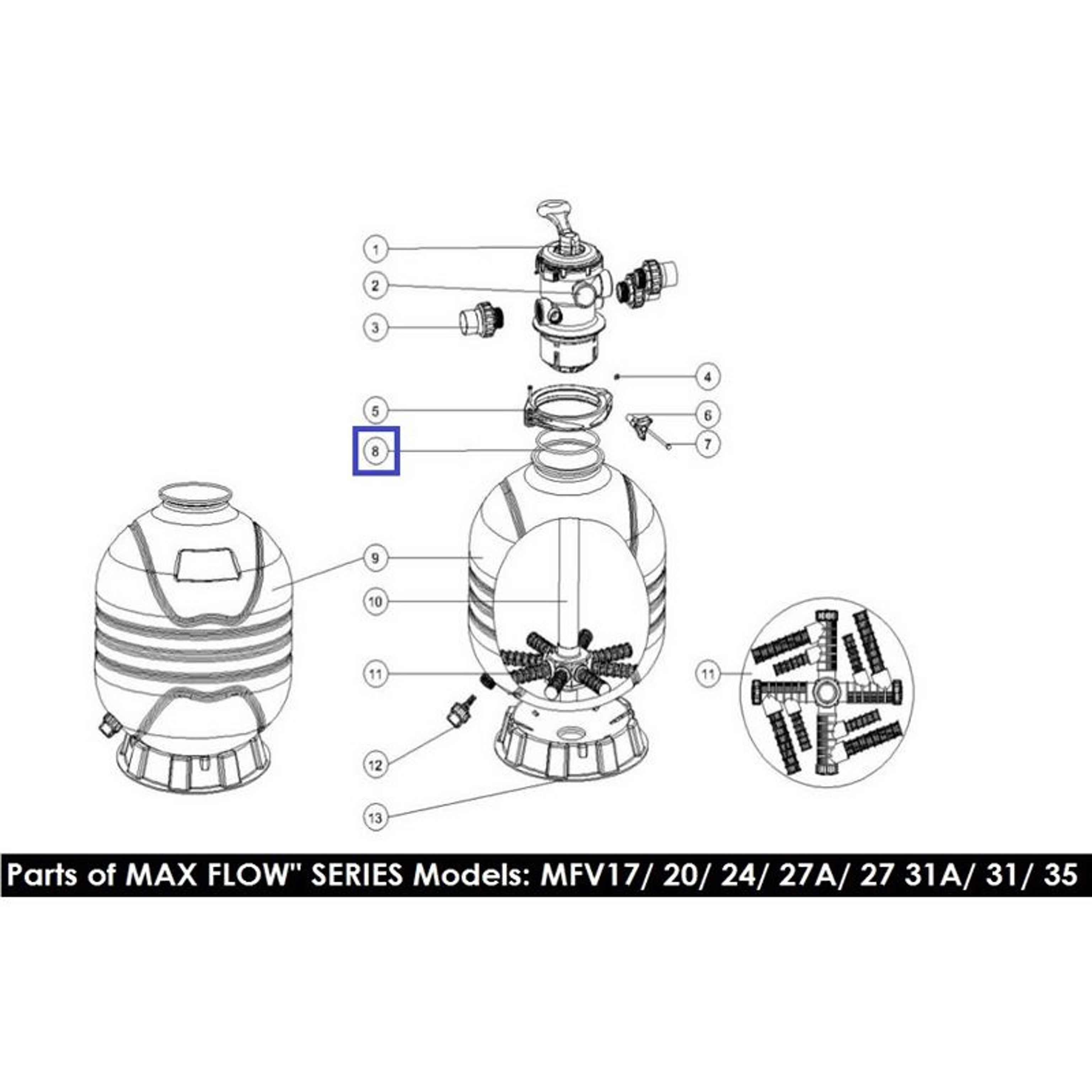 Резиновая прокладка под 6-поз кран для фильтра Aquaviva MFV (2010007), Артикул: 7431, Для фильтров и фильтрационных установок
