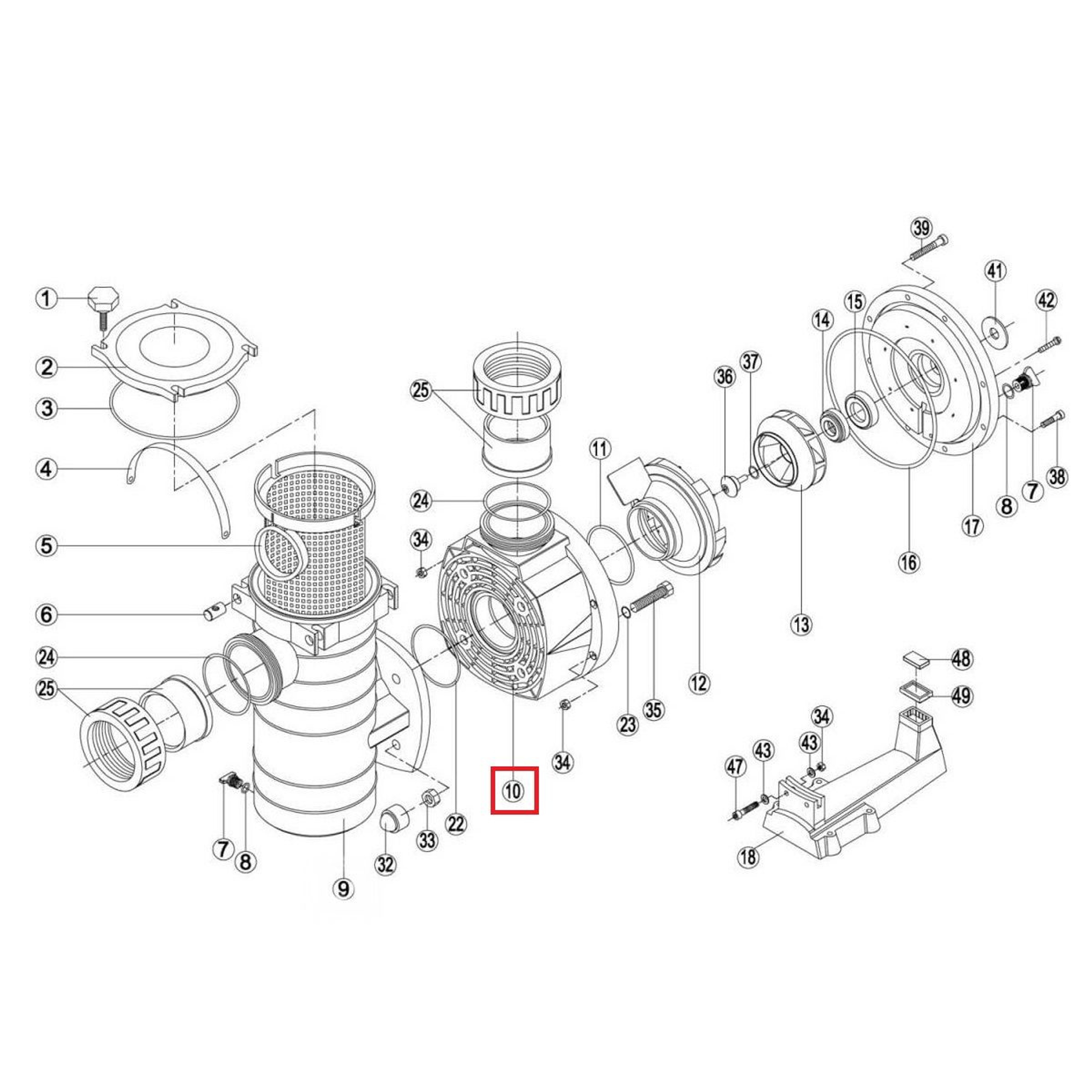 Корпус насоса Kripsol KAN/KT, Fiberpool BCP500-1250 (RPUM0010.08R), Артикул: 16719, Для насосов