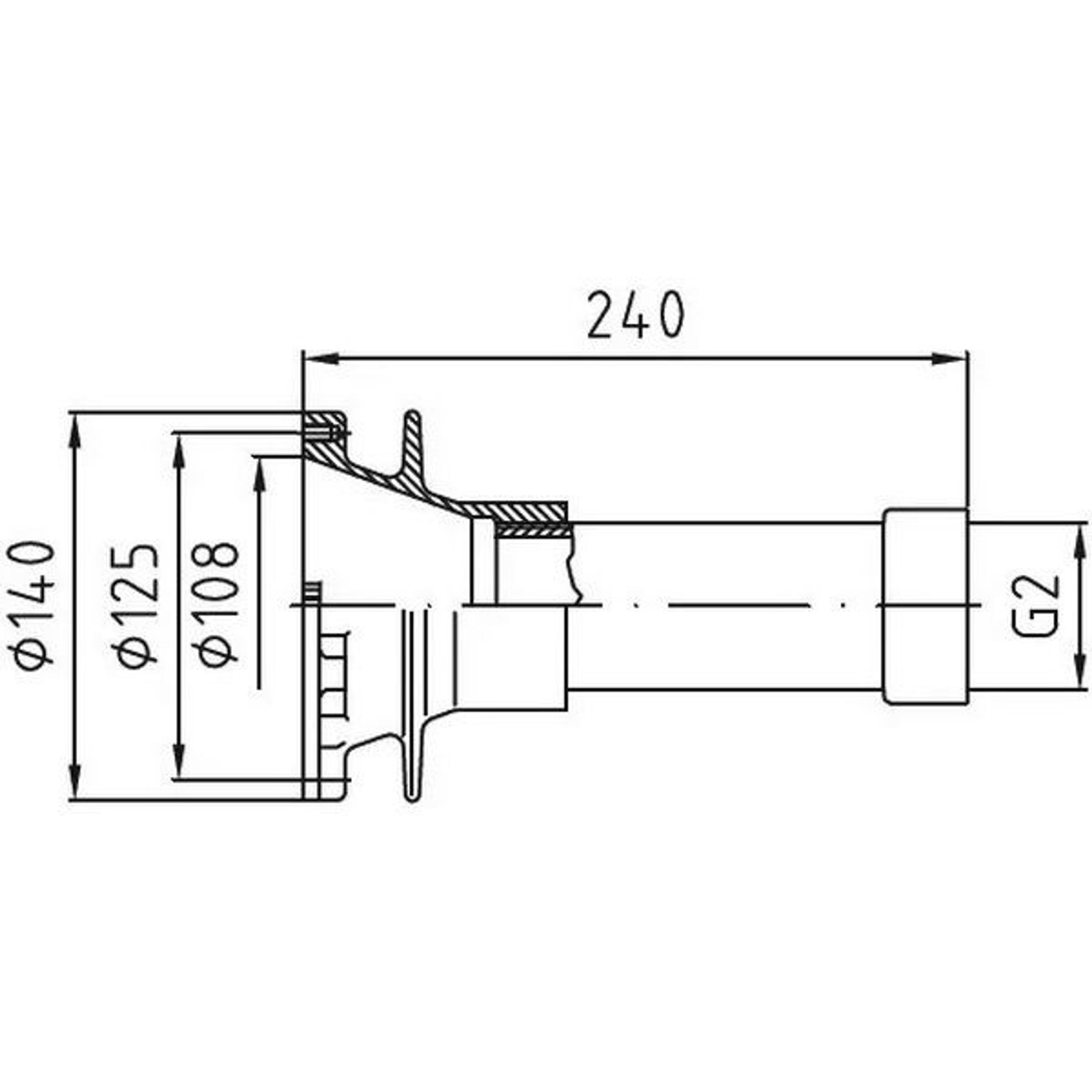 Проход стеновой Фитстар 8661050, для Standard, под форсунки, 2", 240 мм, Артикул: 21360, Оборудование для бассейнов