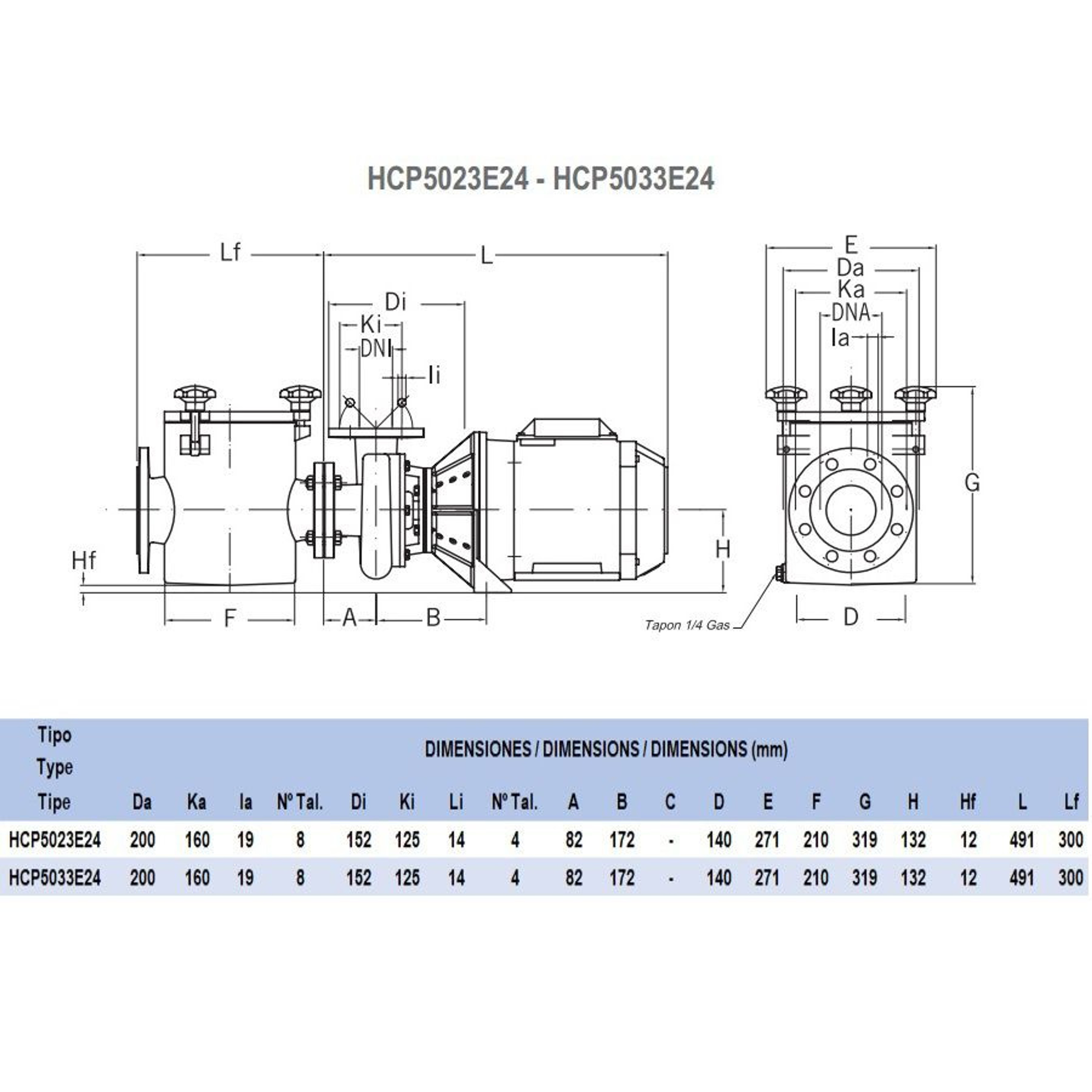 Насос для бассейна Hayward HCP5033E24 (27м³/ч 2.21кВт 380В), Артикул: 21297