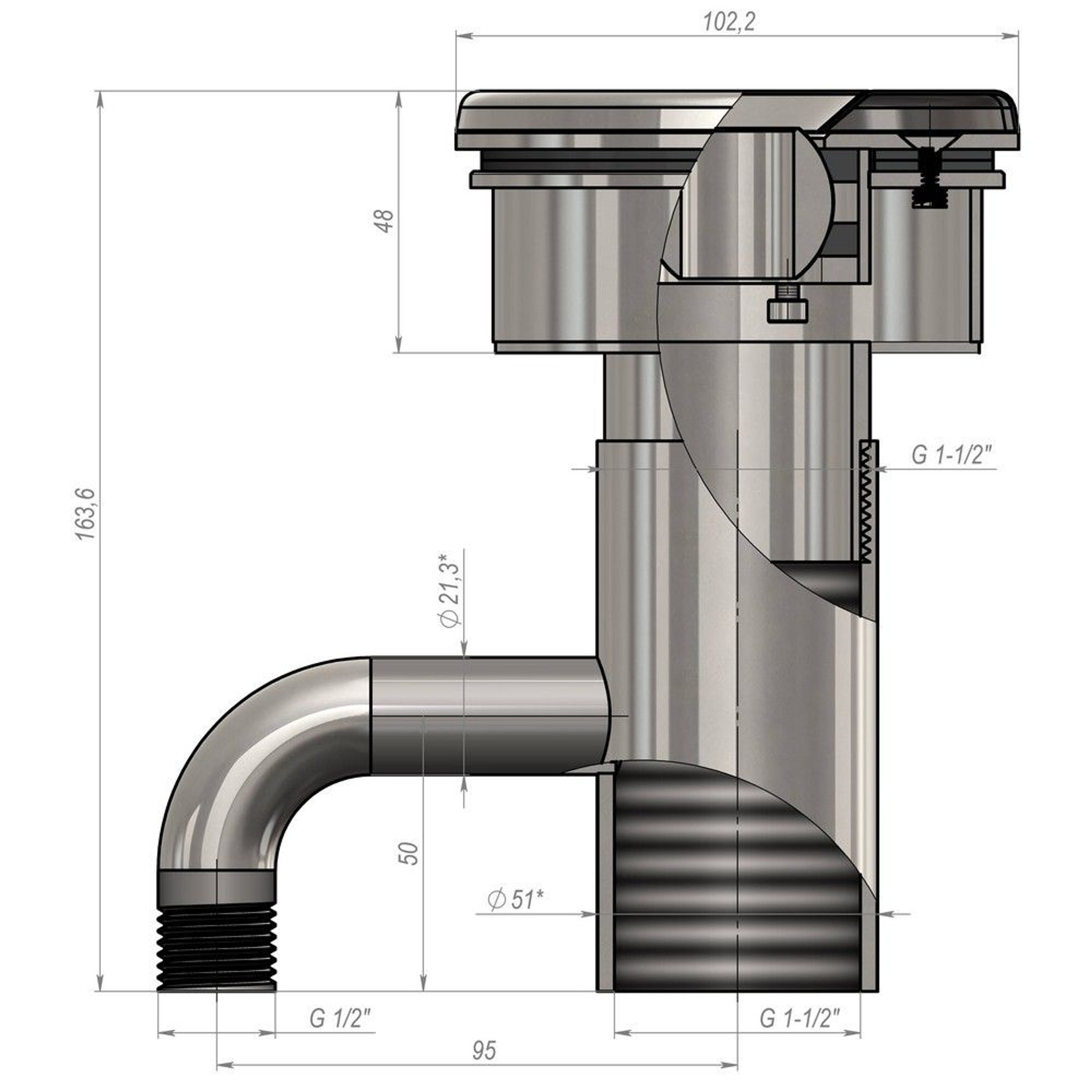 Форсунка гидромассажная Aquaviva, AISI 304 (8 м3/ч), Артикул: 29780, Закладные для бассейна