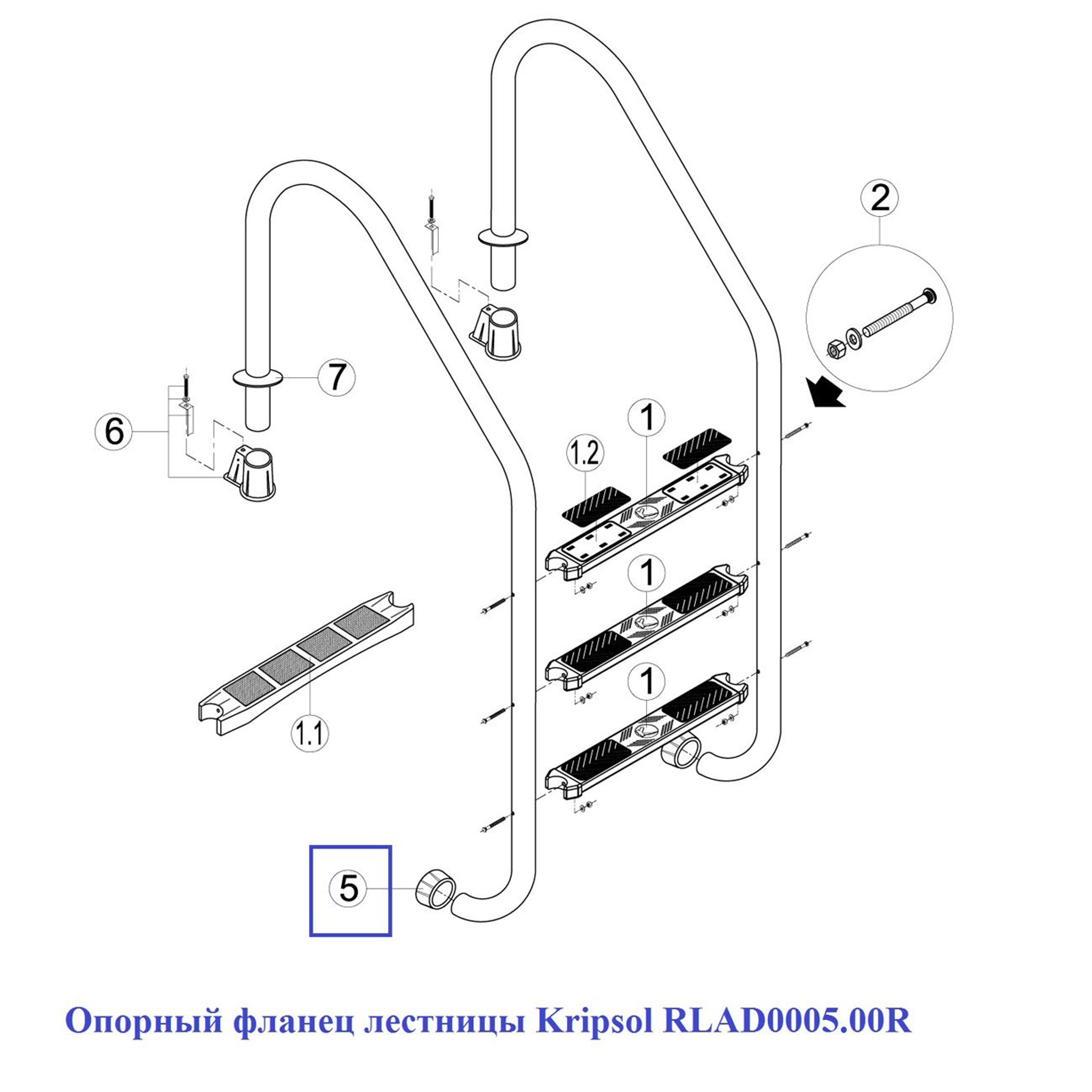 Заглушка для лестниц Kripsol RES030.R/RLAD0005.00R, Артикул: 16345, Для лестниц и поручней бассейнов