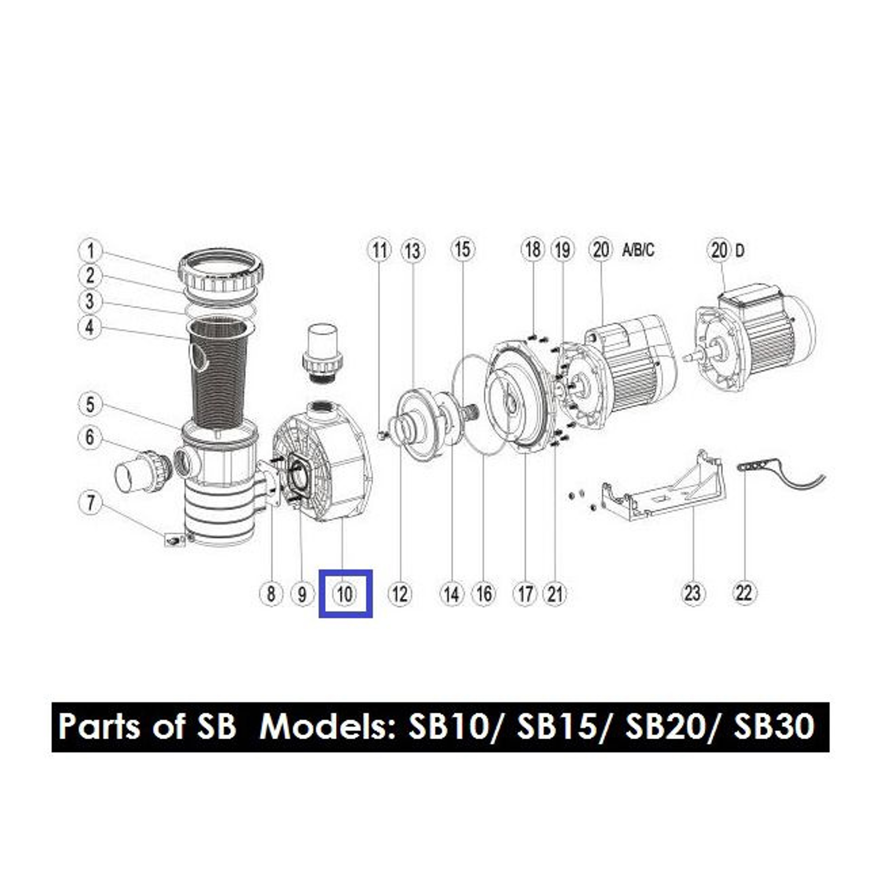 Корпус насоса Aquaviva SB/SR (89021308), Артикул: 2486, Для насосов
