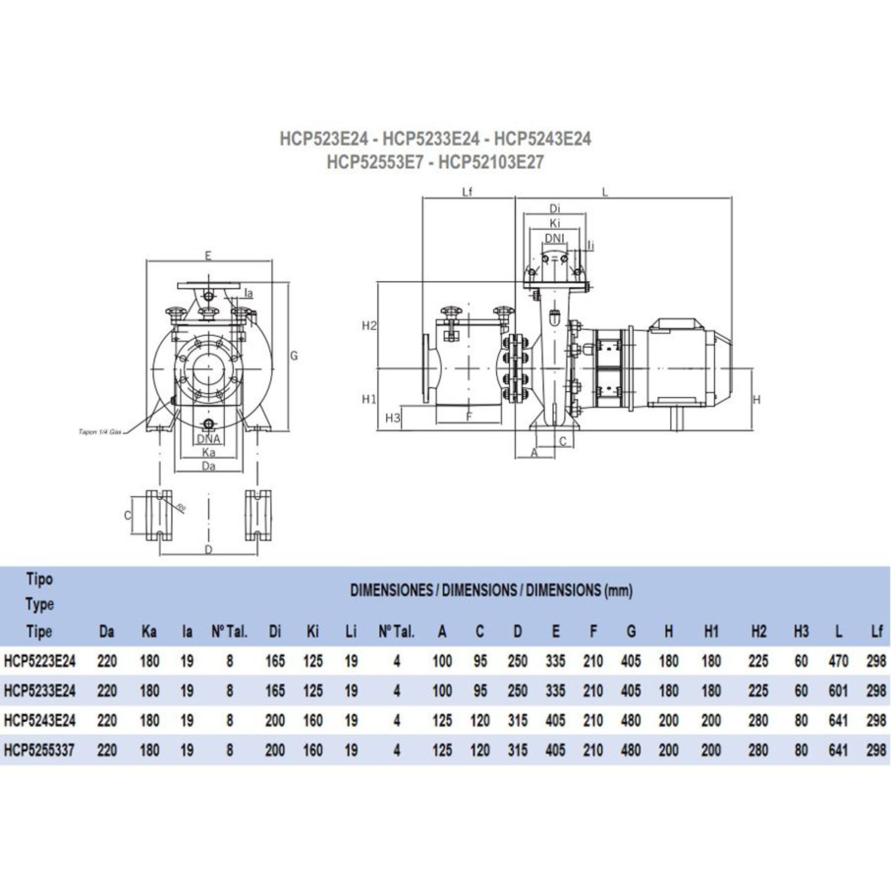 Насос для бассейна Hayward HCP52553E7 (58м³/ч 3.68кВт 380В), Артикул: 21283