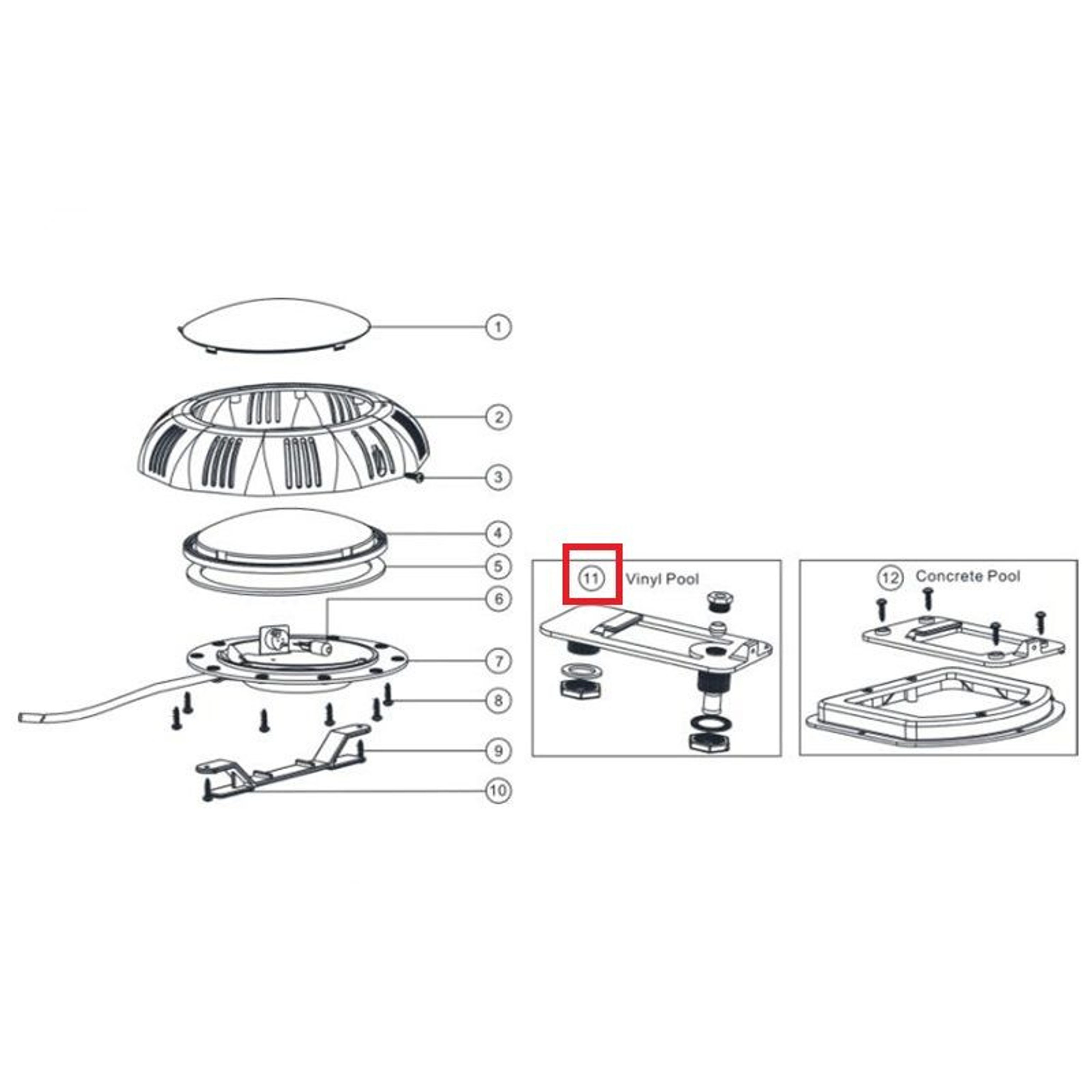 Крепление для прожекторов Aquaviva LED/UL-TP100 под лайнер, Артикул: 11901, Для прожекторов и осветительного оборудования бассейнов