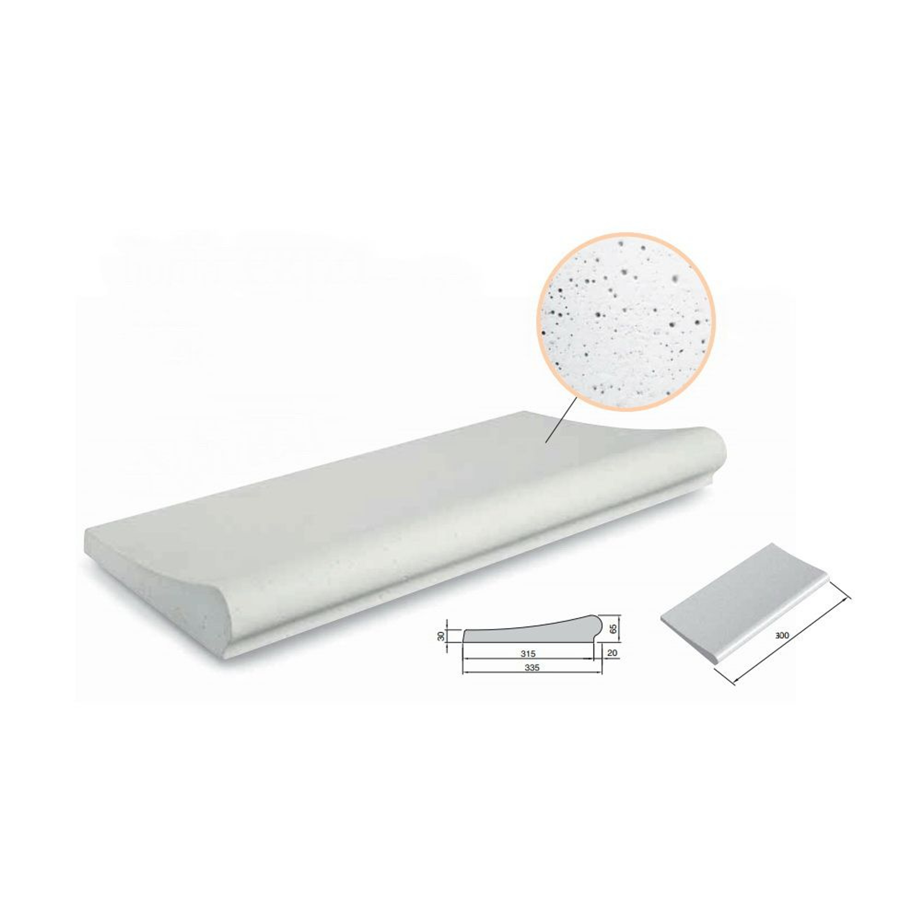 Копинговый камень Carobbio Standard 30x31.5 см песочный, гладкий, Артикул: 24413, Копинговый камень