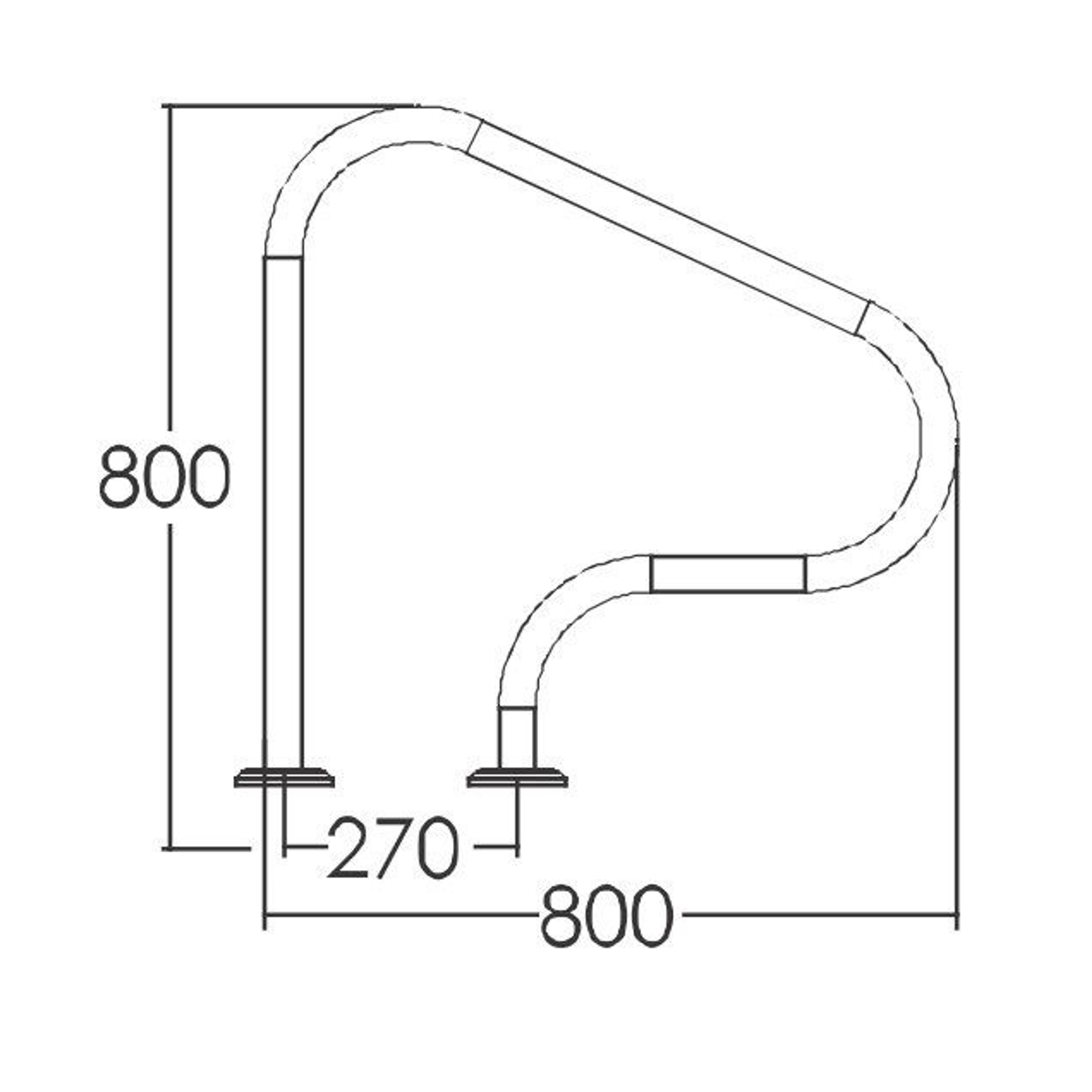 Поручень Aquaviva ARP-F (AISI316), Артикул: 7205, Лестницы и поручни для бассейна