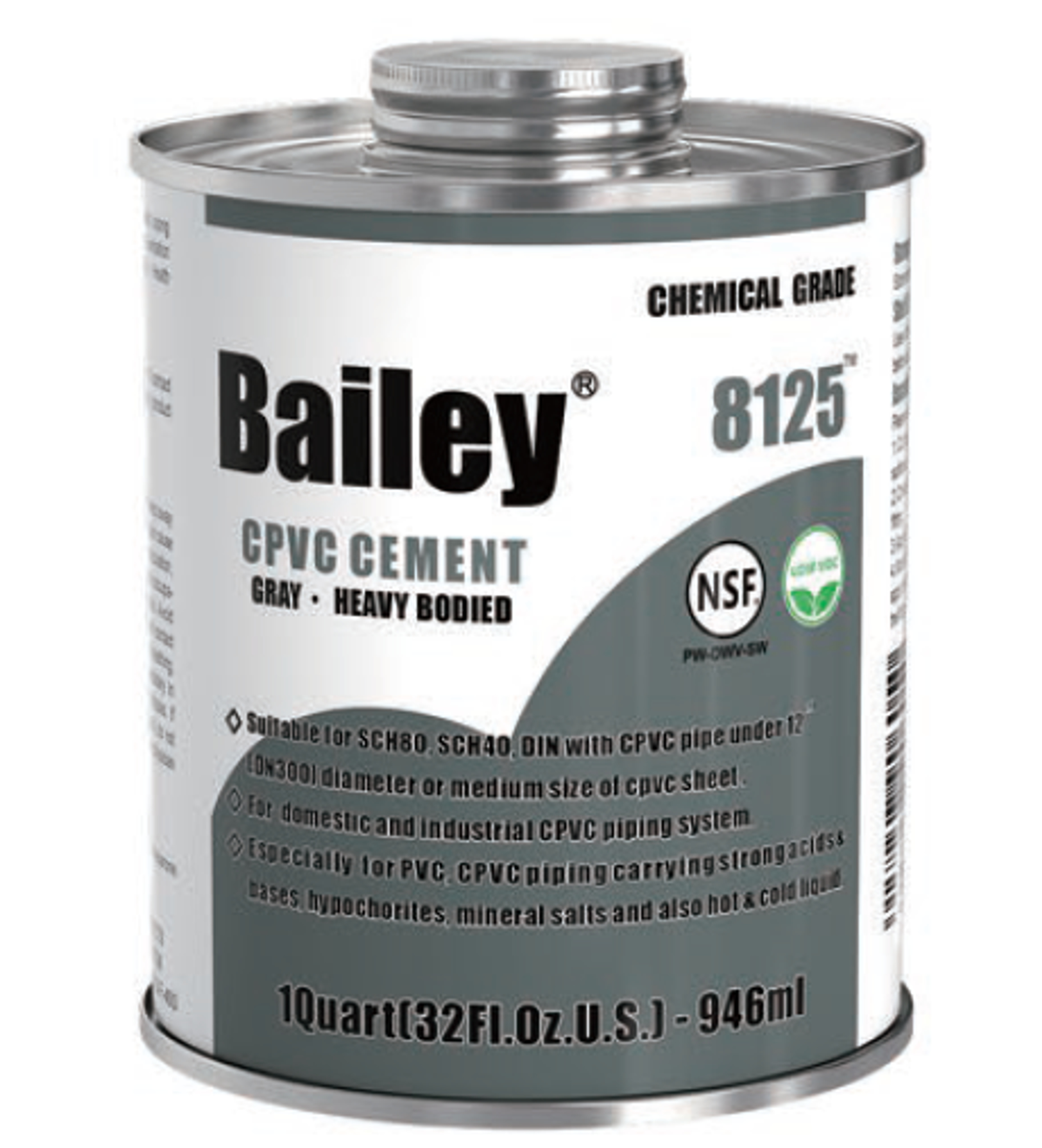 Клей L-8125  (946ml) Bailey для ХПВХ труб, Артикул: 23261, Клей и праймер для ПВХ