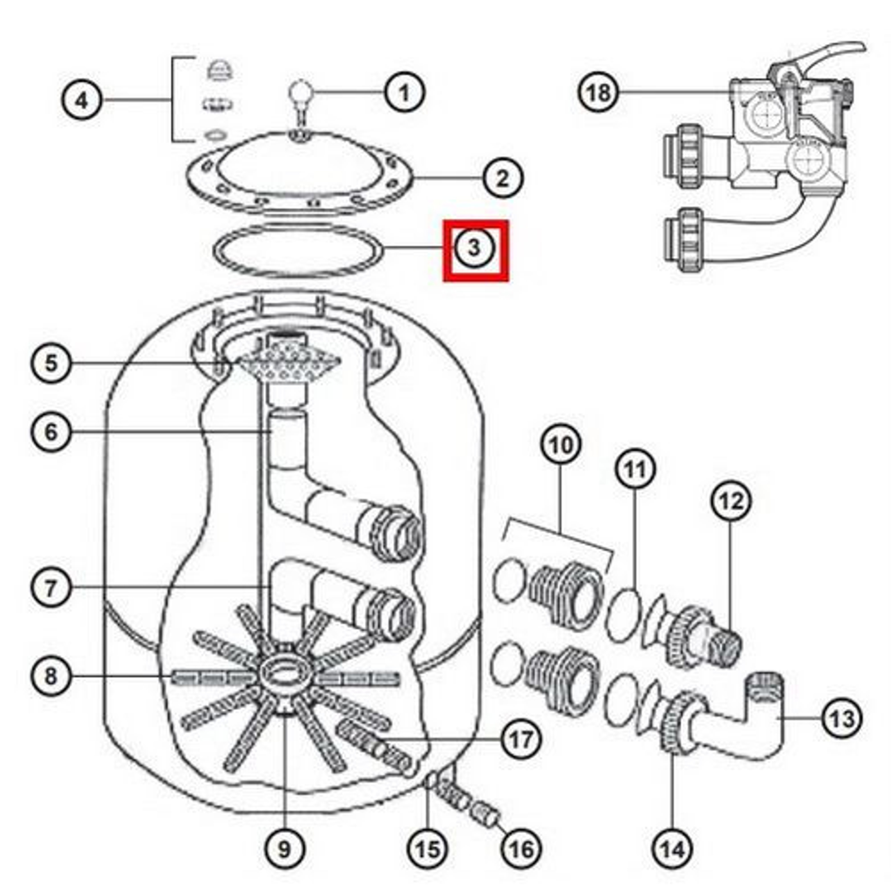 Уплотнительное кольцо NCX12005 для крышки фильтра Hayward NC, Артикул: 19693, Для фильтров и фильтрационных установок