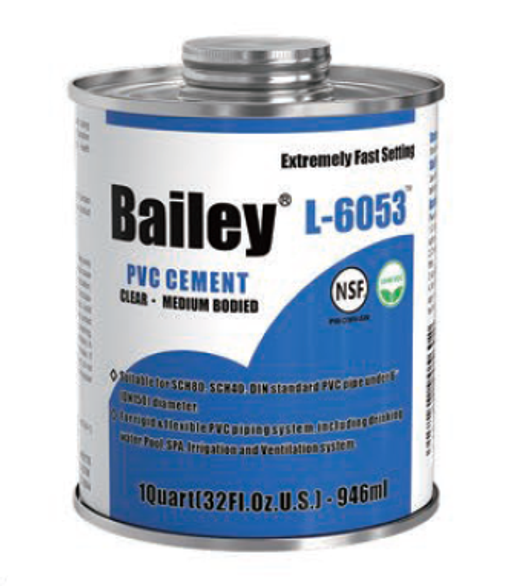 Клей L-6053  (946ml) Bailey для ПВХ труб, Артикул: 34296, Клей и праймер для ПВХ