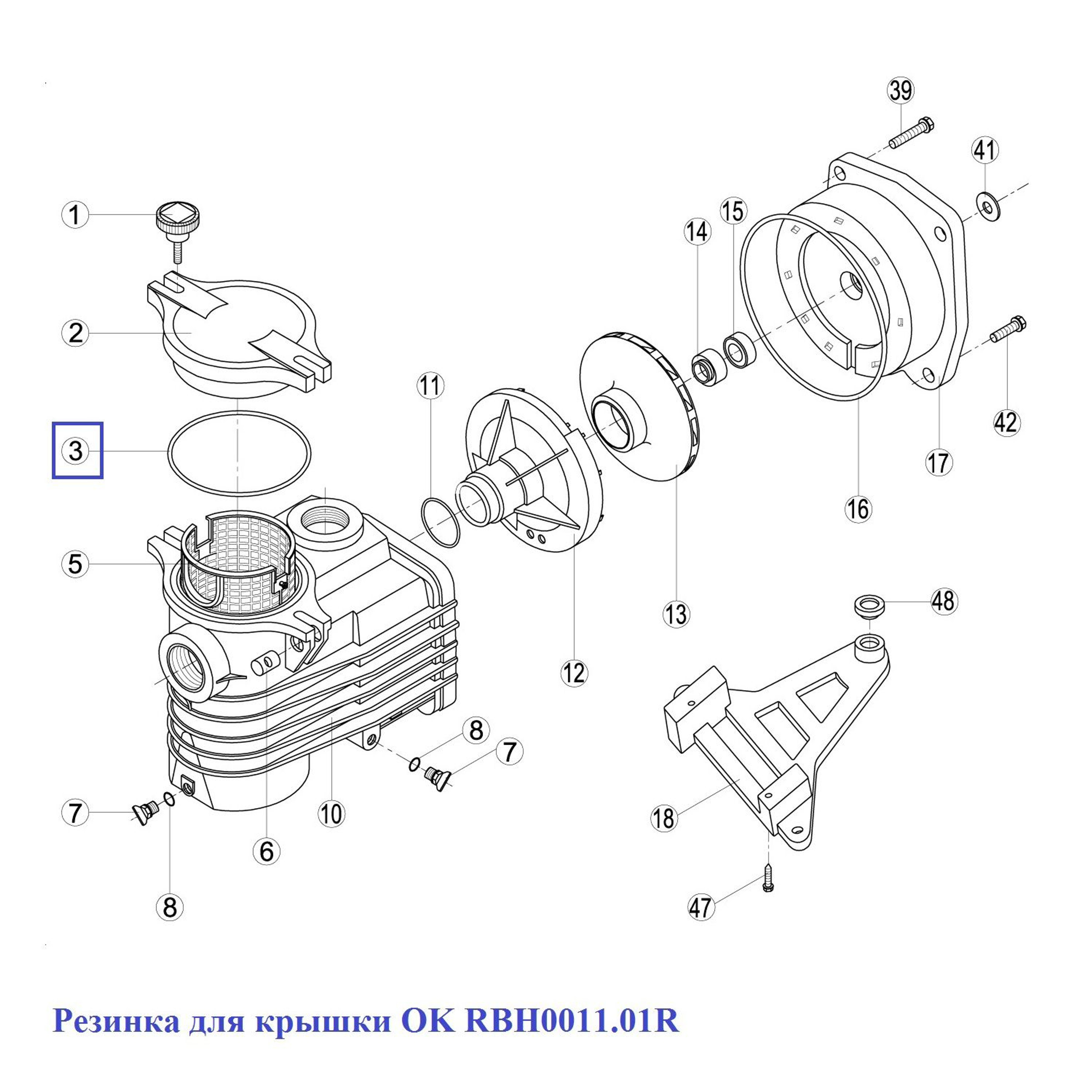 Резинка для крышки OK RBH0011.01R, Артикул: 15696, Для насосов