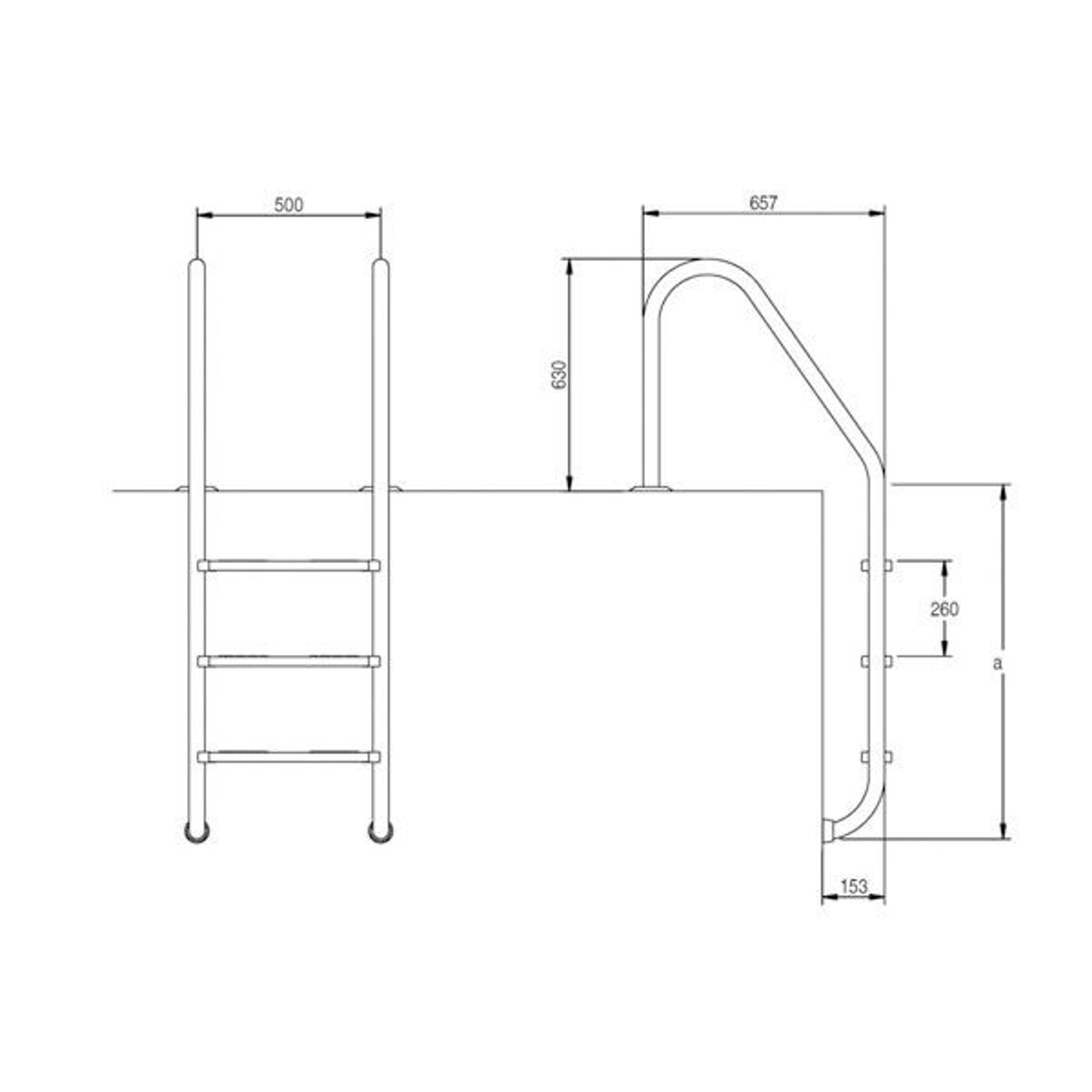 Лестница для бассейна Hayward PI4HF Standard (4 ступени), Артикул: 30363-30039, Лестницы и поручни для бассейна