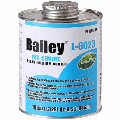 Клей для труб ПВХ Bailey L-6023, Артикул: 18459-18460-19664-19665, Трубопроводные системы ПВХ