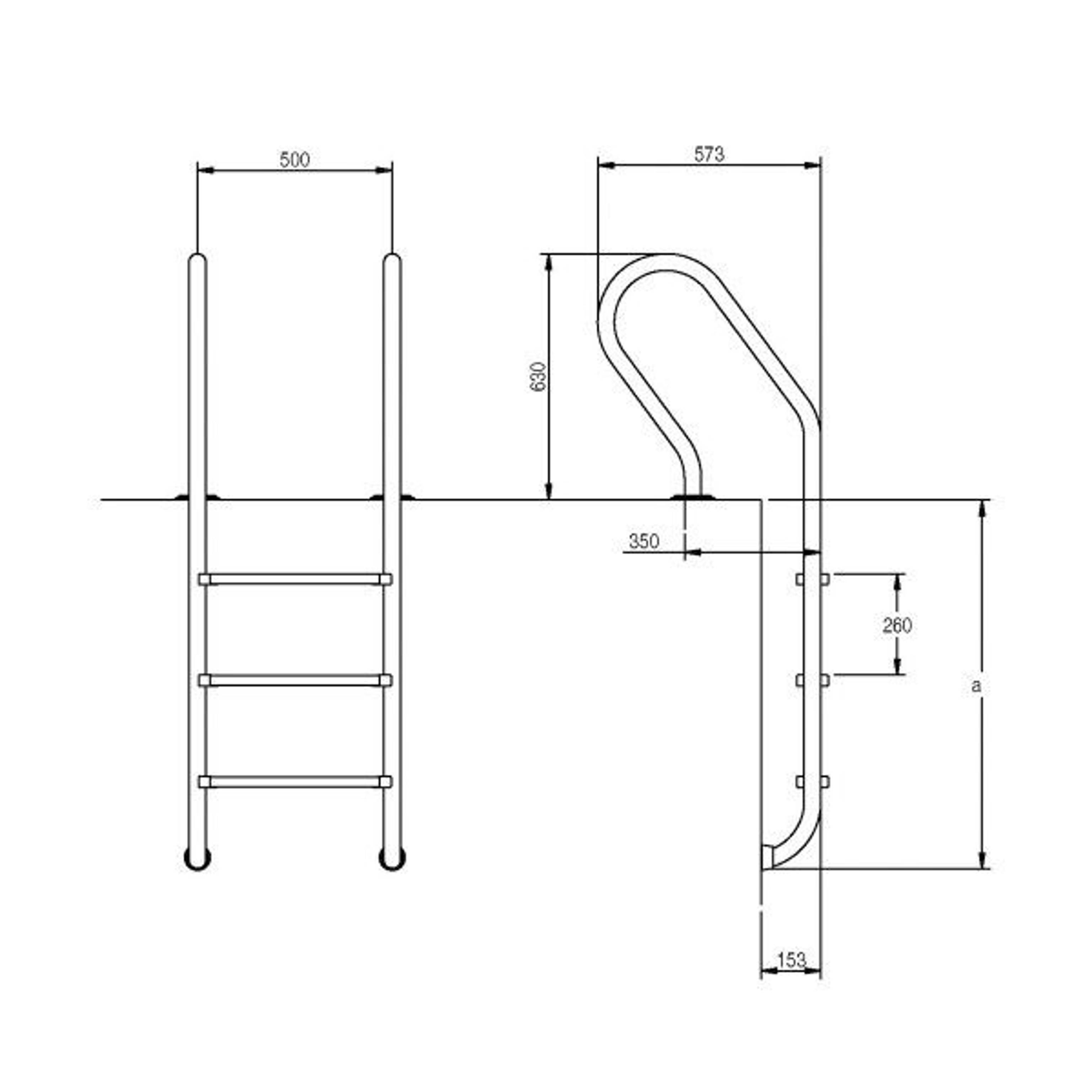 Лестница для бассейна Hayward IMX5HF Mixta (5 ступеней), Артикул: 30379-30382, Лестницы и поручни для бассейна