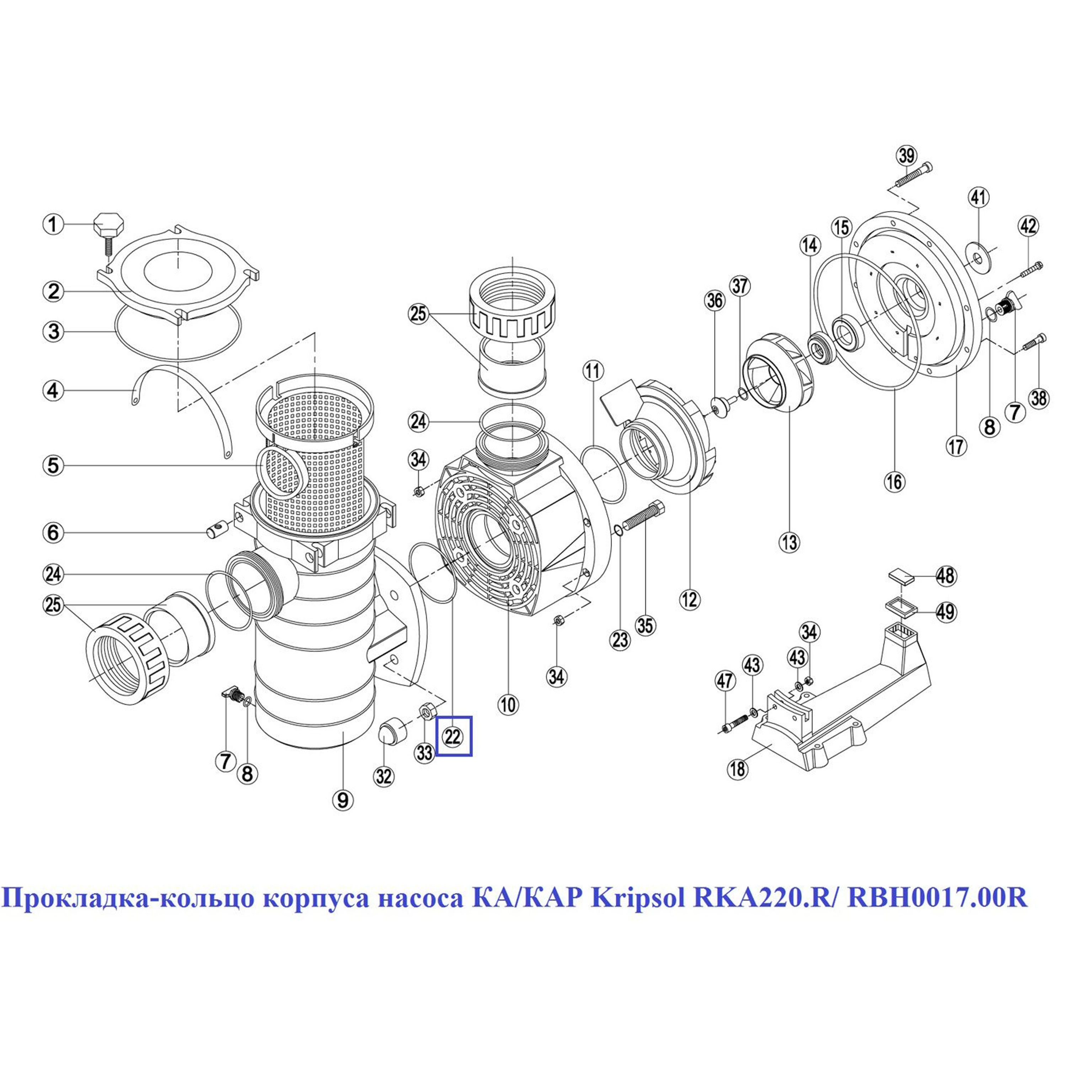 Прокладка-кольцо корпуса насоса КА/КАР Kripsol RKA220.R/ RBH0017.00R, Артикул: 15919, Для насосов