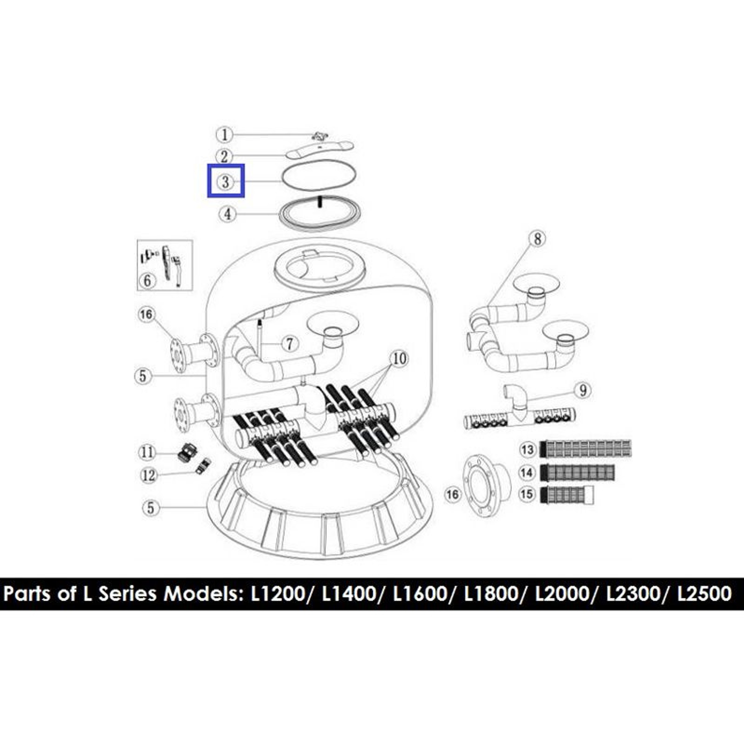 Резиновая прокладка для крышки фильтра Emaux серии L1200-1800 02011155, Артикул: 7450, Для фильтров и фильтрационных установок