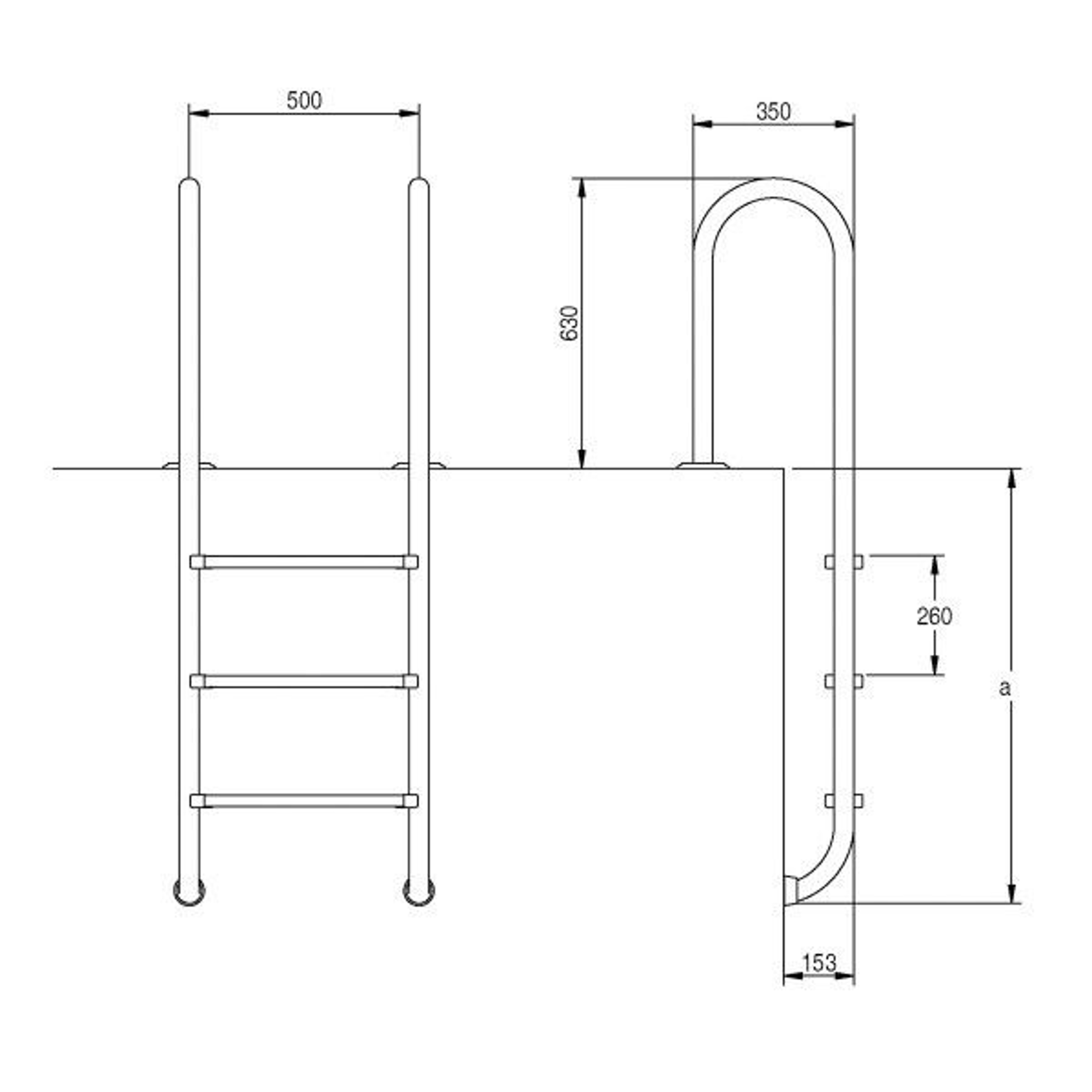 Лестница для бассейна Hayward MI4HF Muro (4 ступени), Артикул: 30367-30374, Лестницы и поручни для бассейна