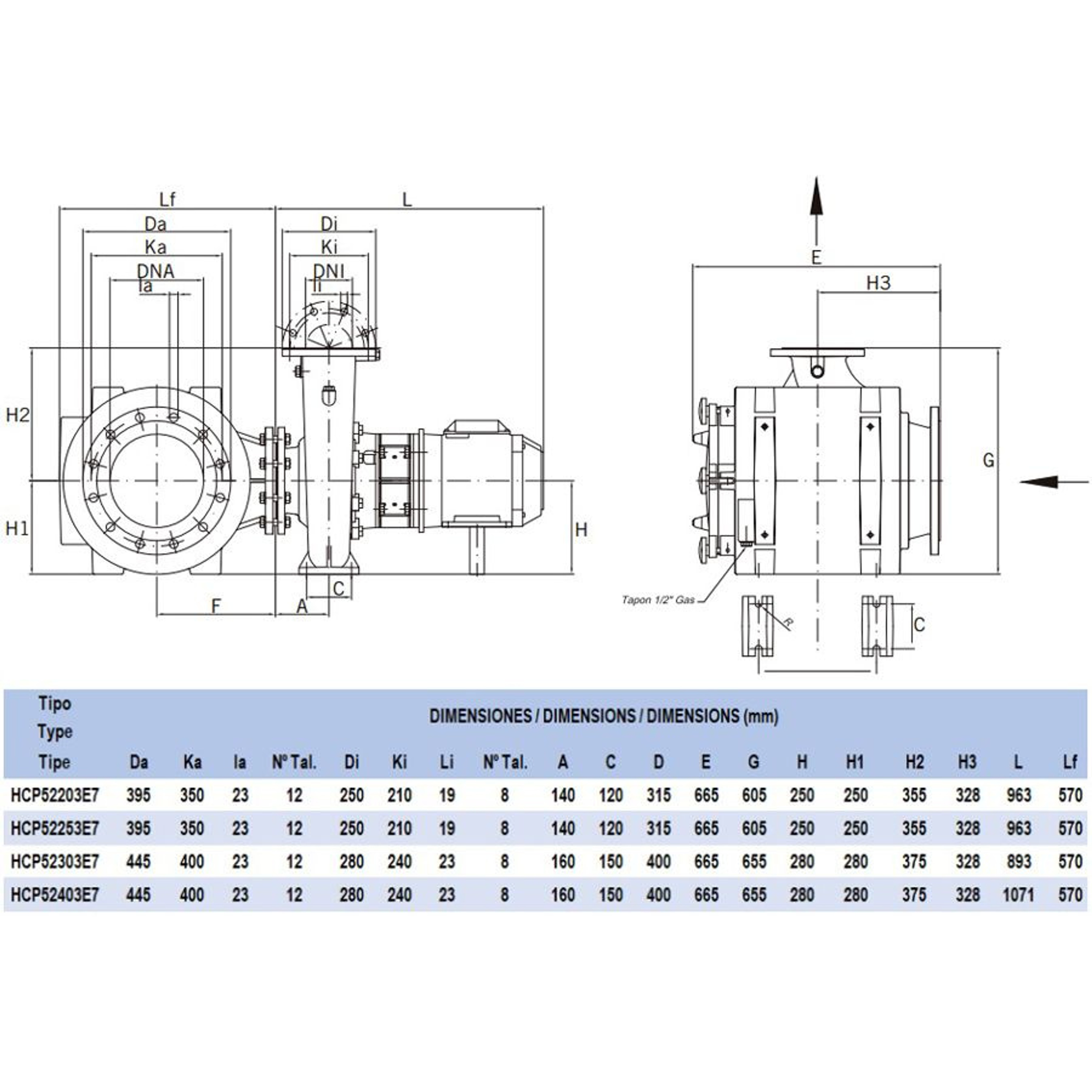 Насос для бассейна Hayward HCP52403E7 (487м³/ч 29.42кВт 380В), Артикул: 21295