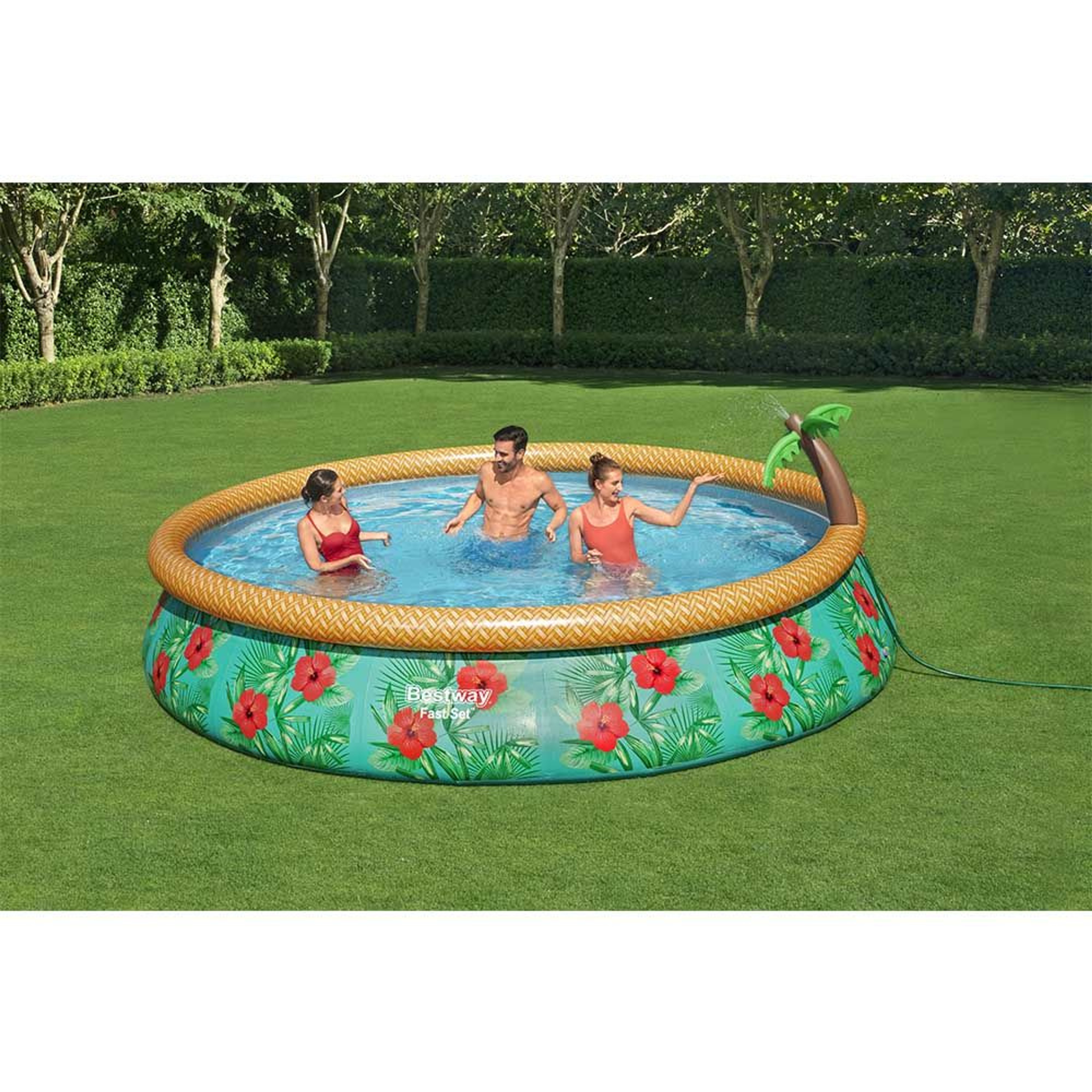 Надувной круглый бассейн Bestway 57416 Paradise Palms (457x84 см) с картриджным фильтром, Артикул: 25325, Бассейны и СПА