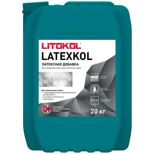 Добавка к клею латексная LATEXKOL-м белая (канистра) 20 кг, Артикул: 15949, Строительные смеси