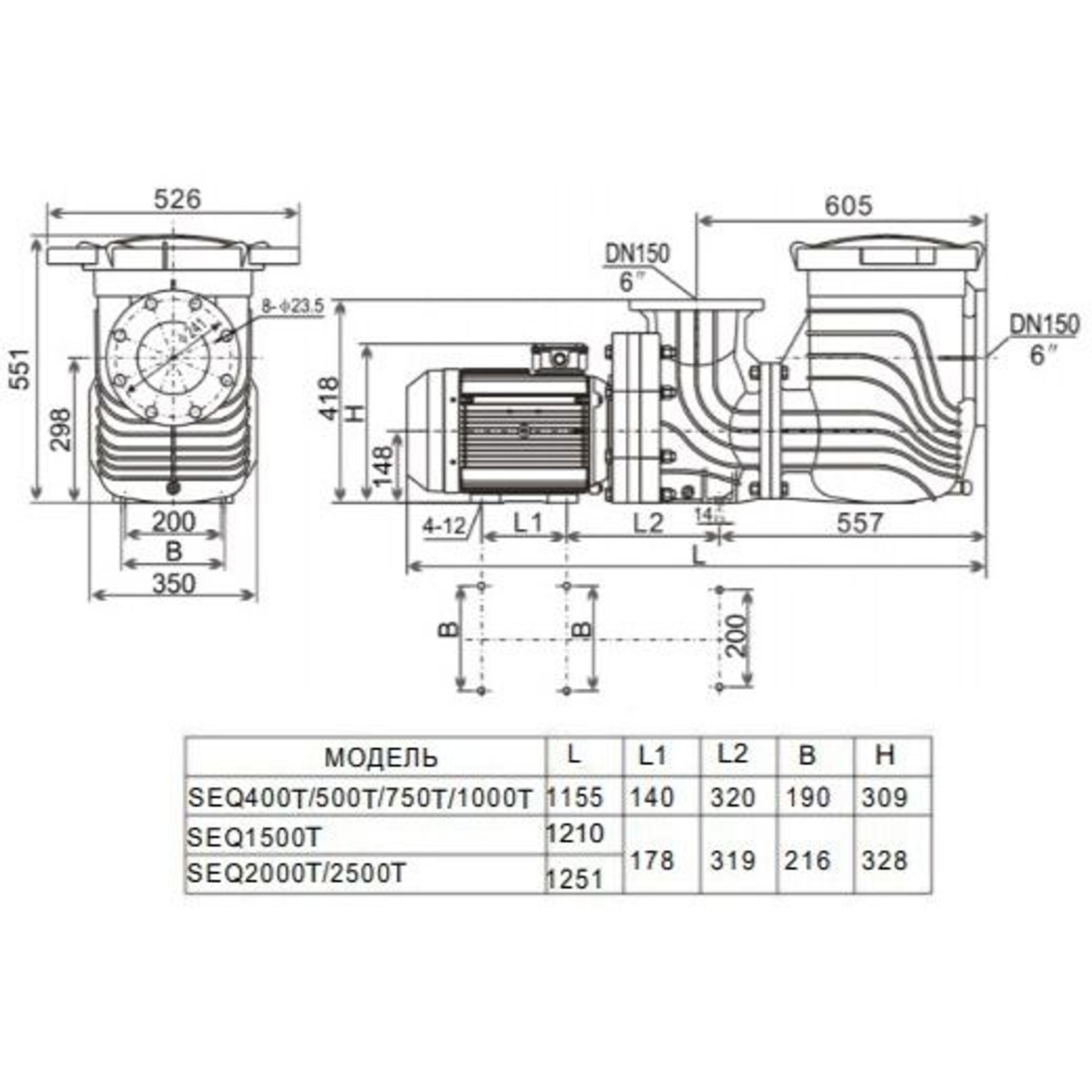Насос для бассейна Aquaviva LX SEQ2500 (192м³/ч 18.39кВт 380В), Артикул: 25556