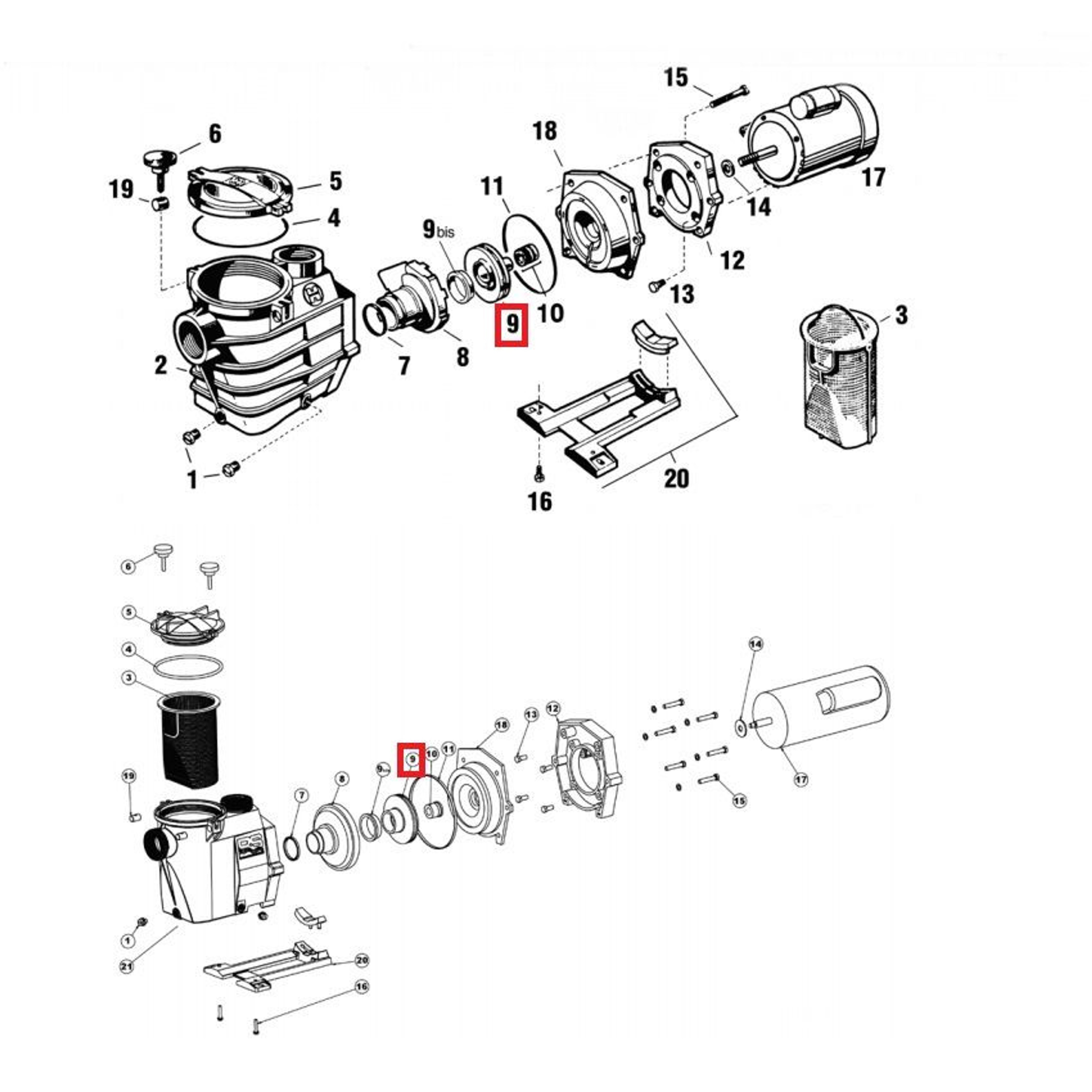 Крыльчатка к насосам Hayward 2 CV Super II/SPA/RS (SPX3021CE), Артикул: 16768, Для насосов