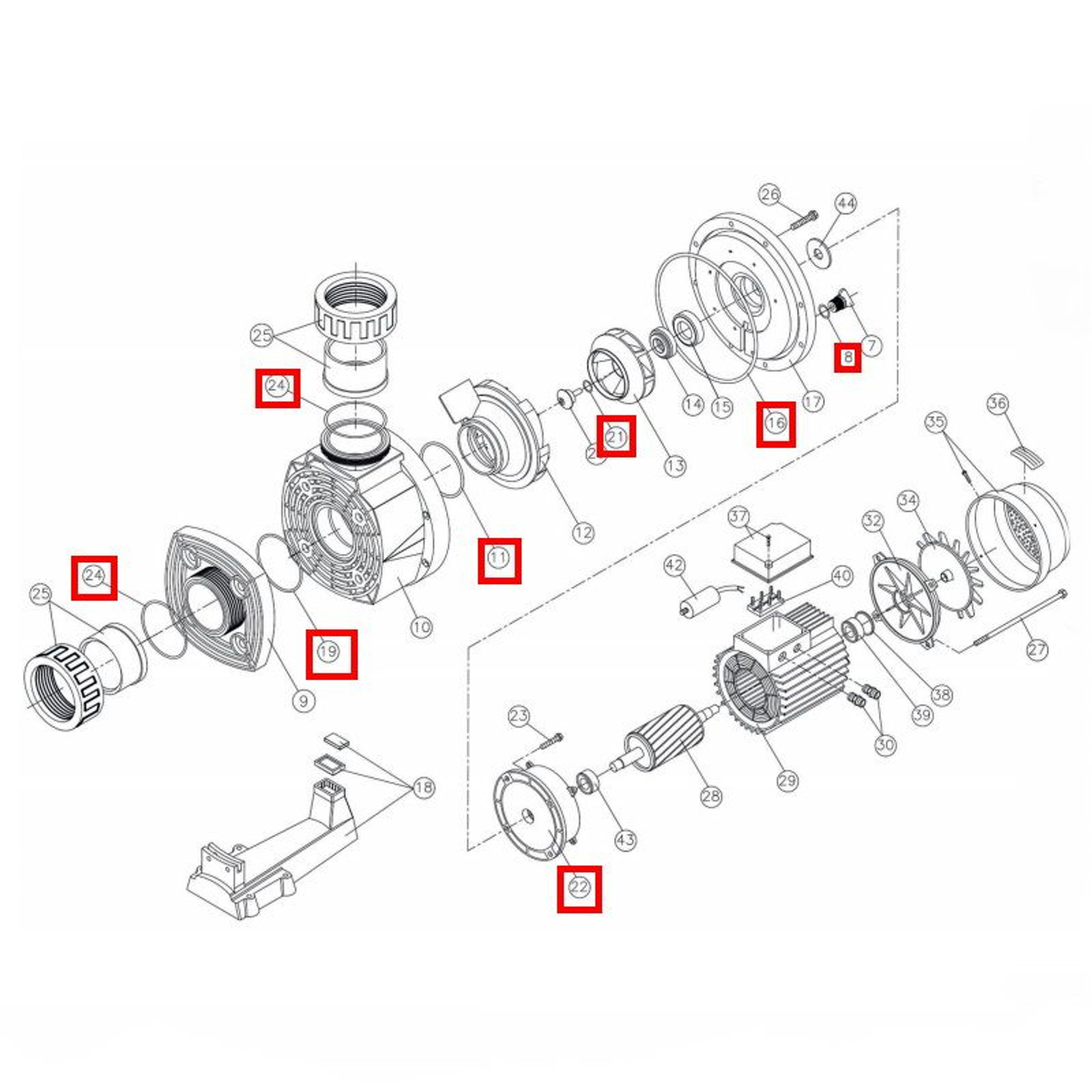Резиновые прокладки Hayward KAN RPUM3116.09R (полный комплект) \RBH0017.01R, Артикул: 20350, Для насосов