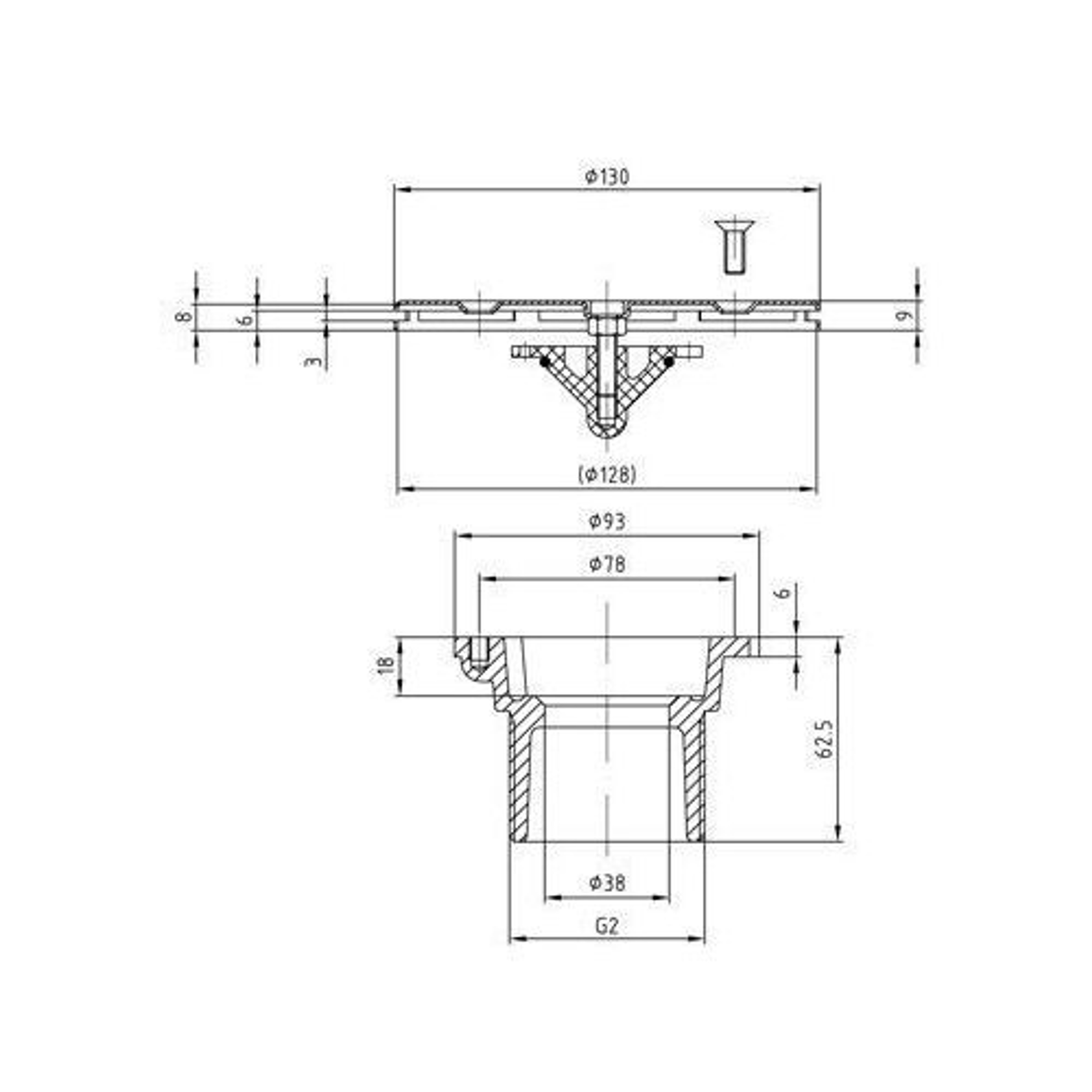 Форсунка донная Фитстар 3864020, НР 2", 6 м3/ч, Ø 130 мм*72 мм, регулируемая, Артикул: 2886, Форсунки