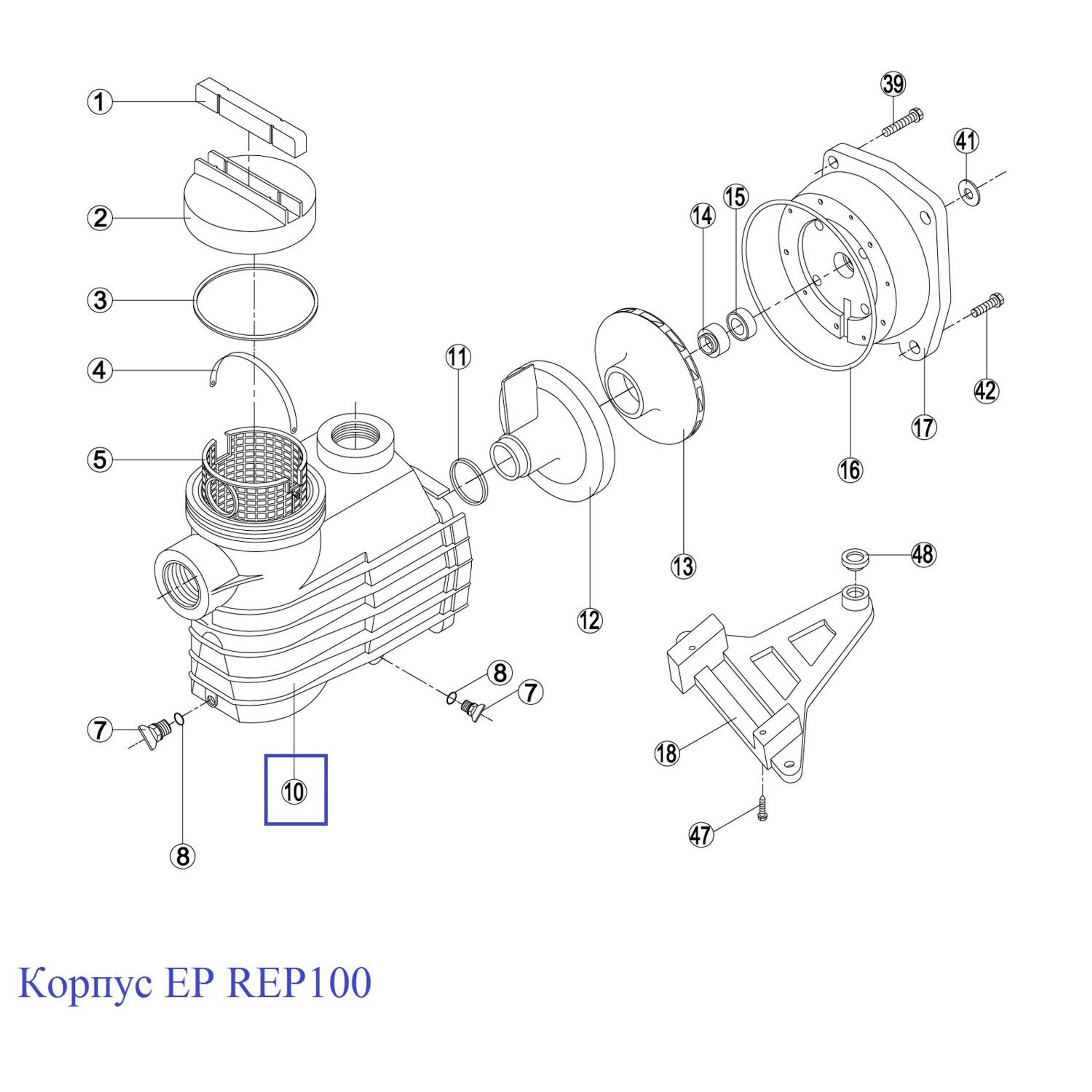 Корпус насоса Kripsol EP - Rep 100.A / RBH0010.04R (RPUM0010.04R), Артикул: 3209, Для насосов