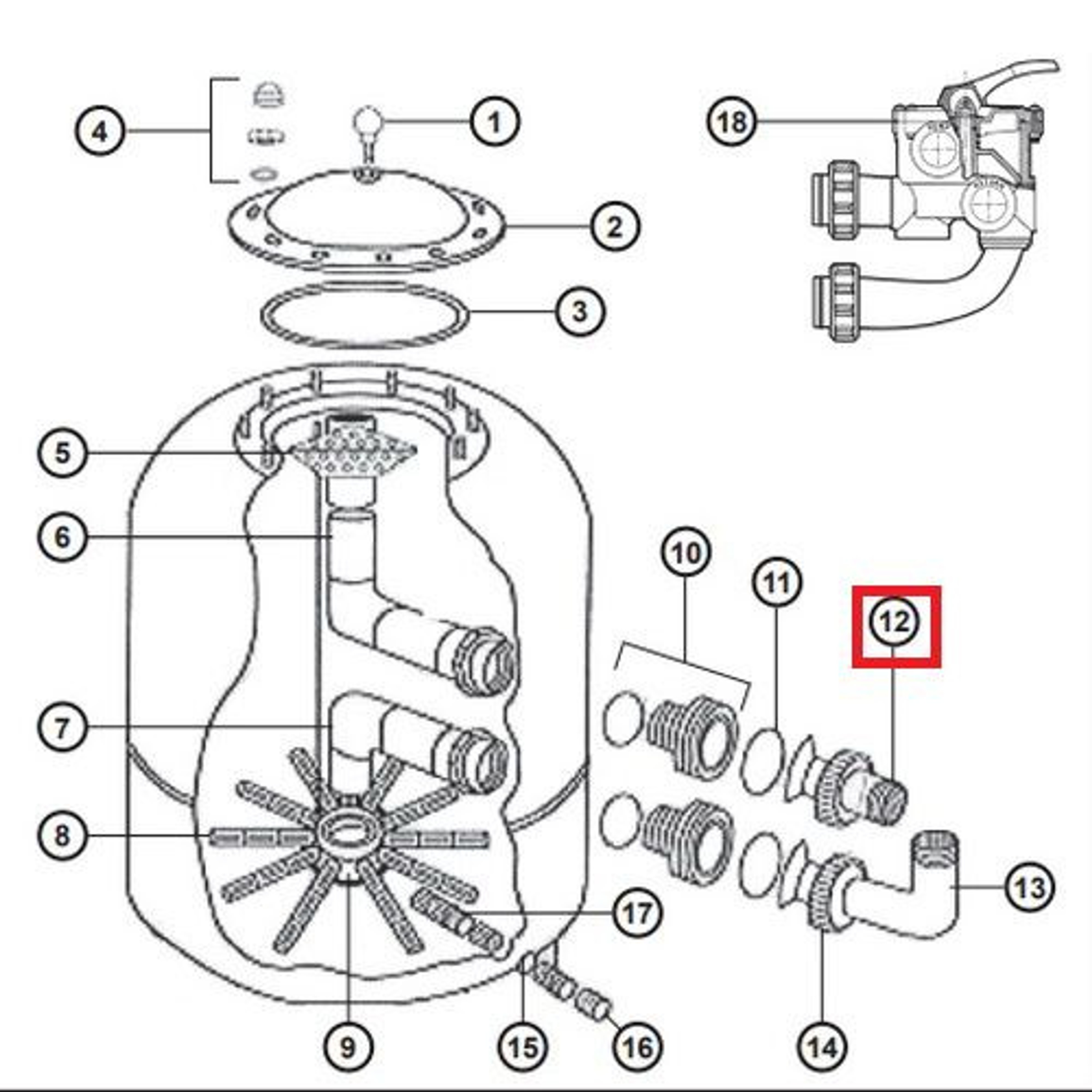 Муфта Hayward NCX2312059 для фильтра NC d500-600, Артикул: 20443, Для фильтров и фильтрационных установок