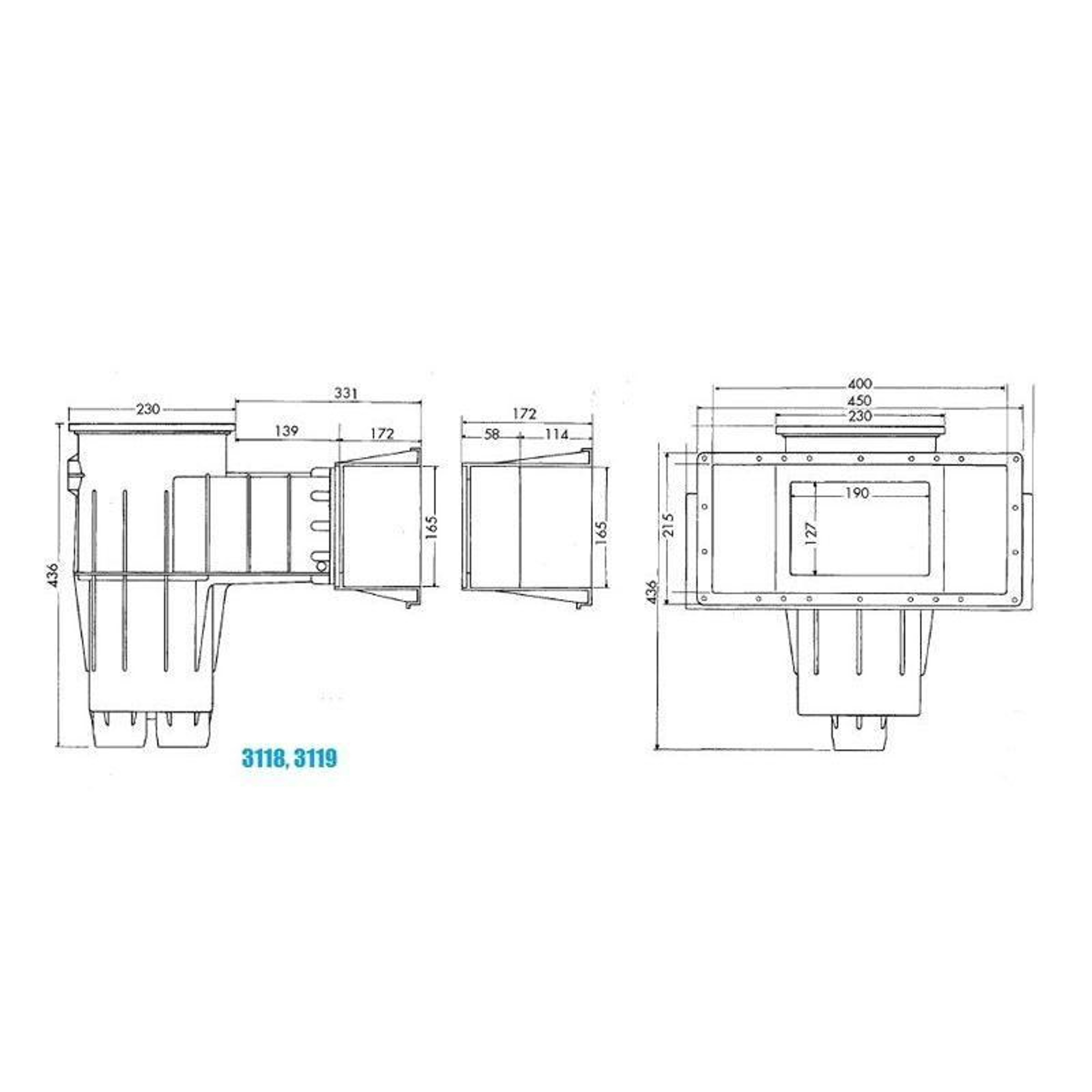 Скиммер Hayward 3119LG Premium Wide под лайнер, Артикул: 24290, Скиммеры