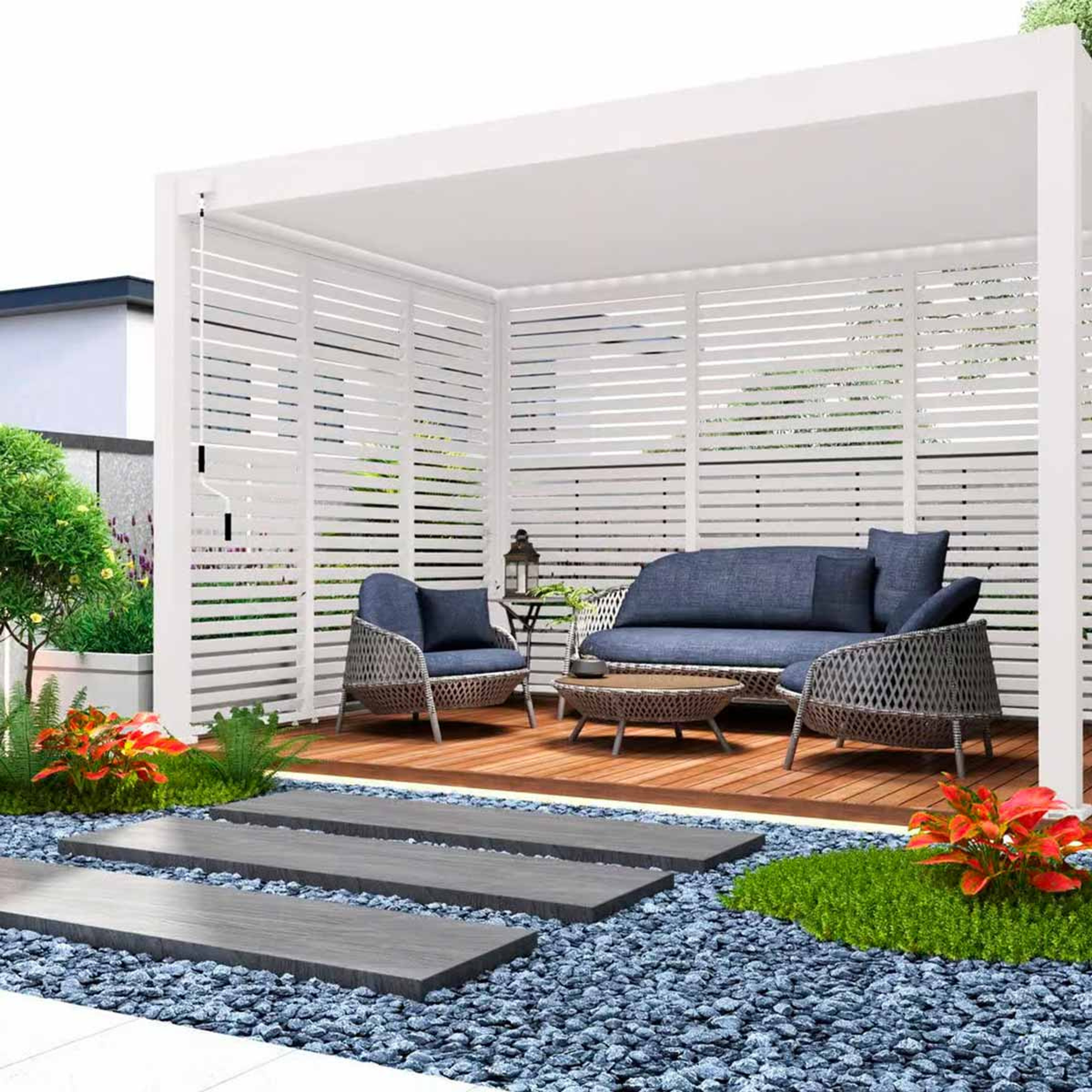 Фиксированная горизонтальная боковая панель- 1.0M Белая, Артикул: 67162, Перголы металлические и аксессуары