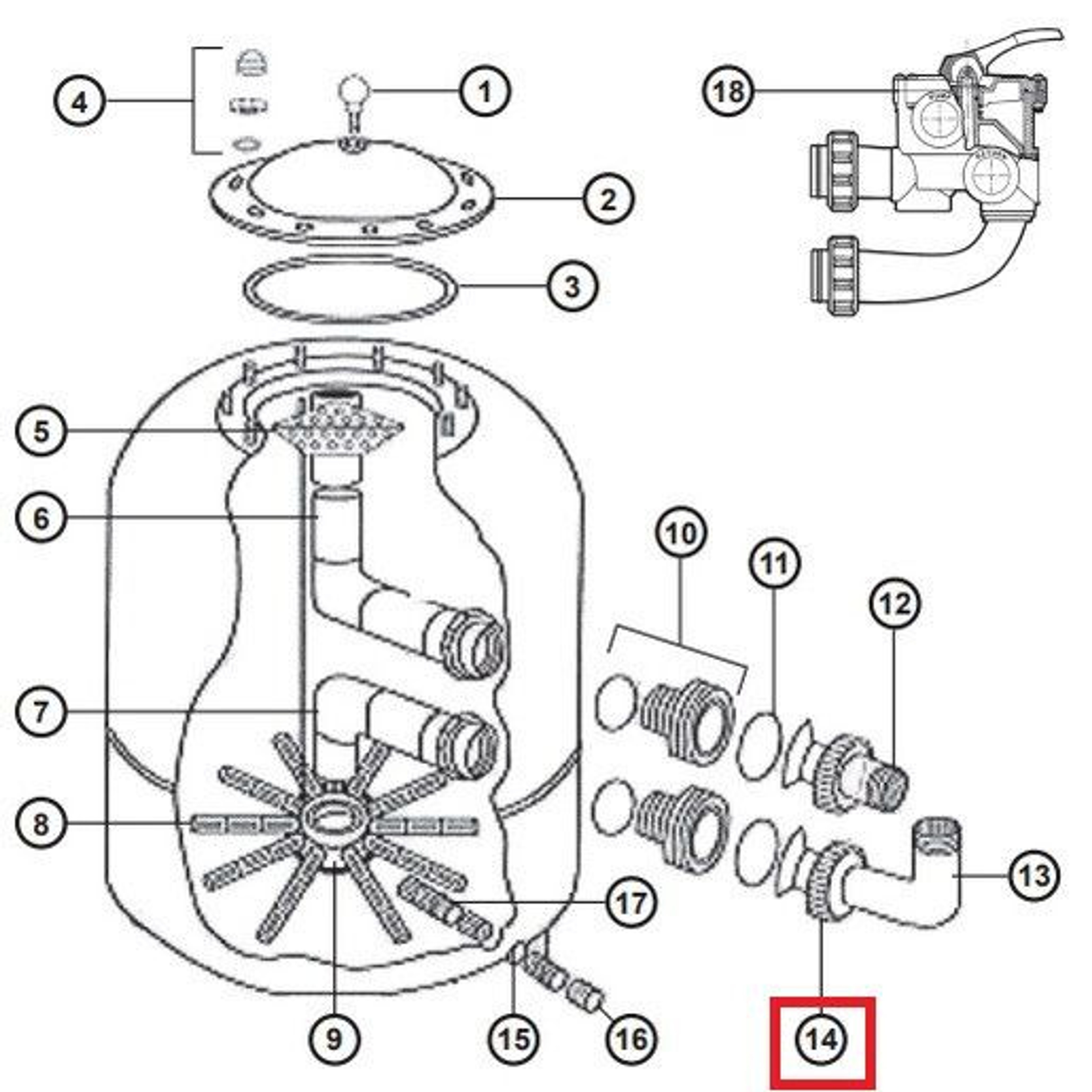 Гайка муфты Hayward NCX2312058 для фильтров серии NC (D 500-600), Артикул: 20442, Для фильтров и фильтрационных установок