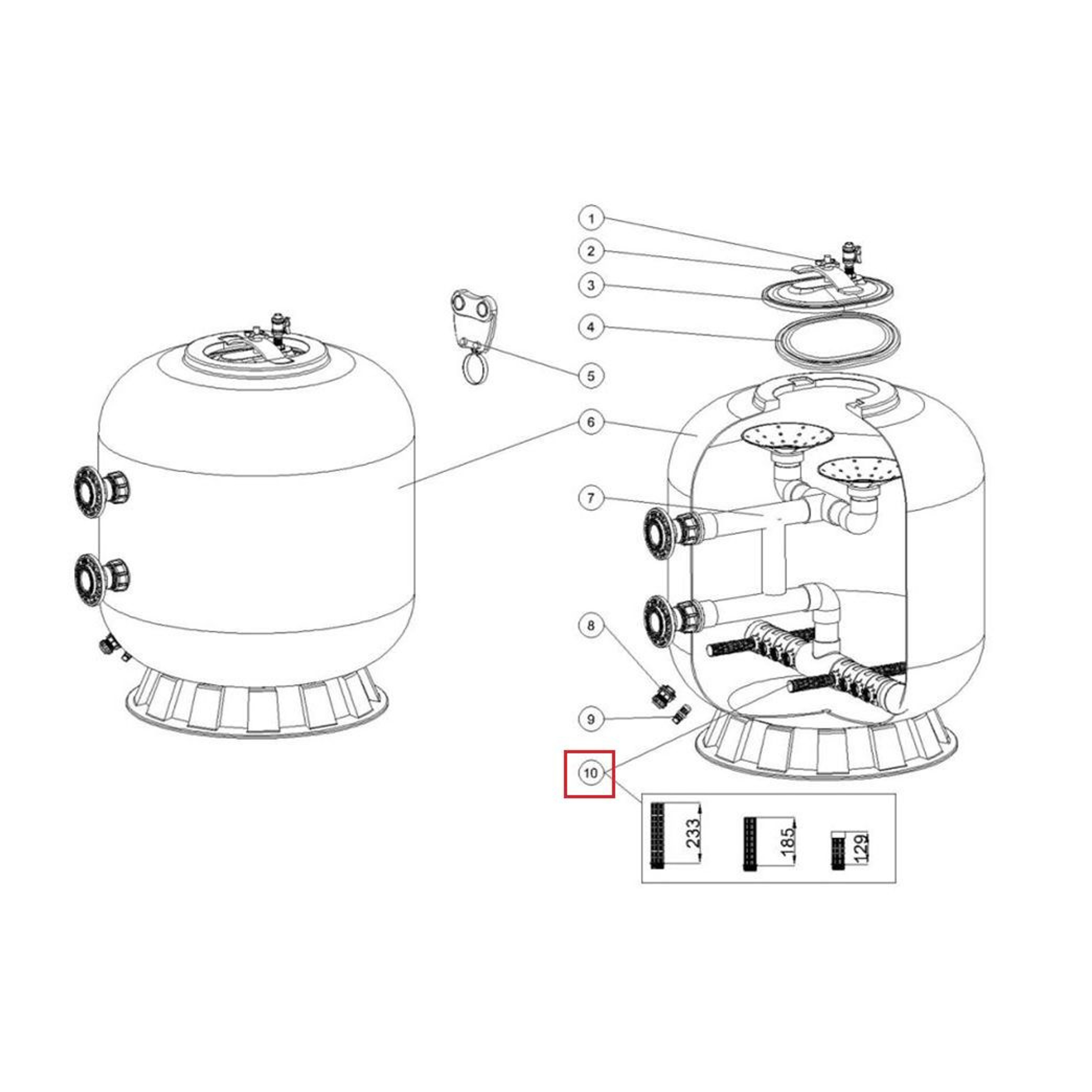 Дюзы для фильтра Aquaviva L1800-2000 (129 мм), Артикул: 7458, Для фильтров и фильтрационных установок