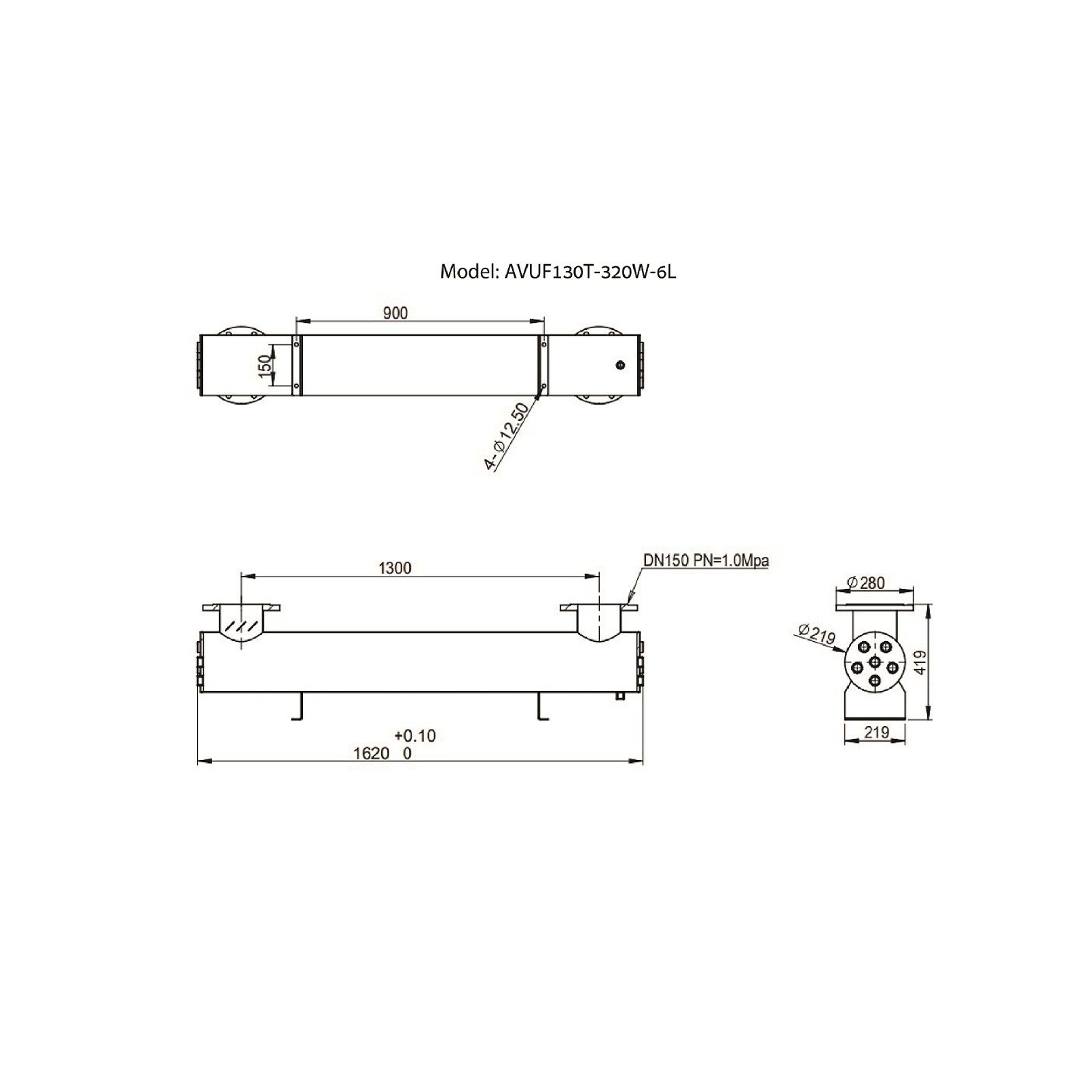 Ультрафиолетовая установка Aquaviva AVUF130T HDPE, до 170м3, DN150, 2кВт (6шт/320Вт), Артикул: 23492, Оборудование для бассейнов