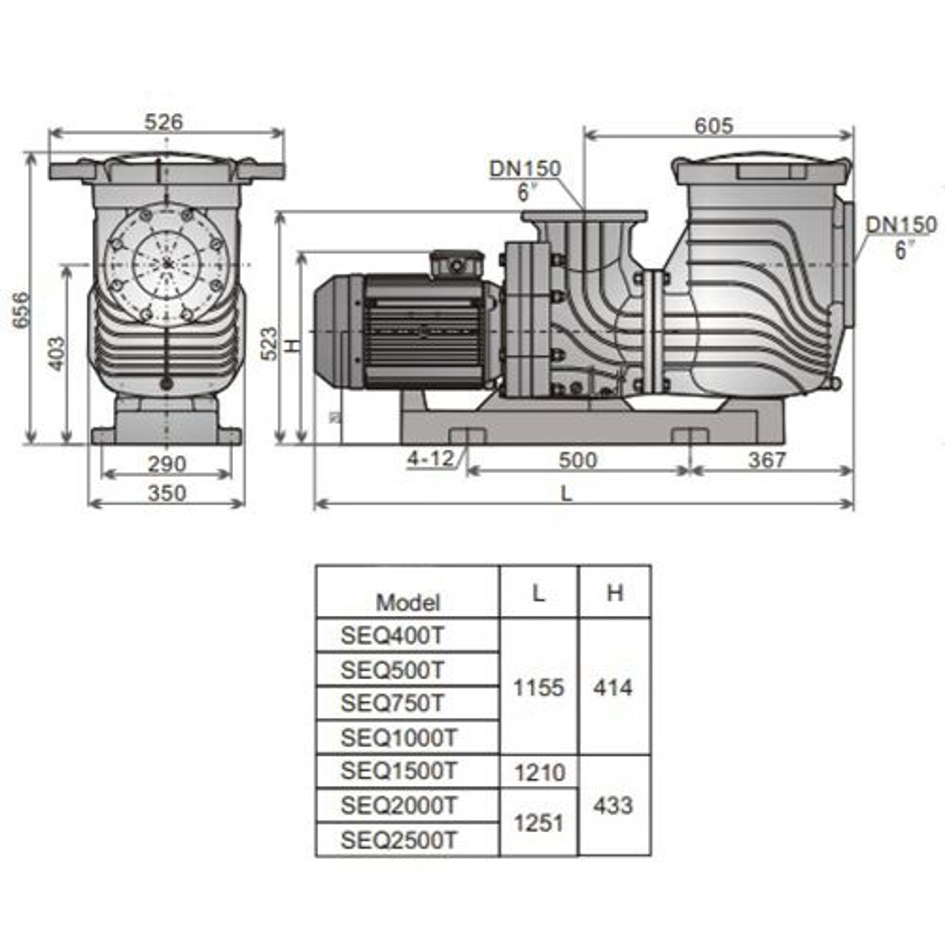Насос для бассейна Aquaviva LX SEQ1000 (122м³/ч 7.36кВт 380В), Артикул: 25674