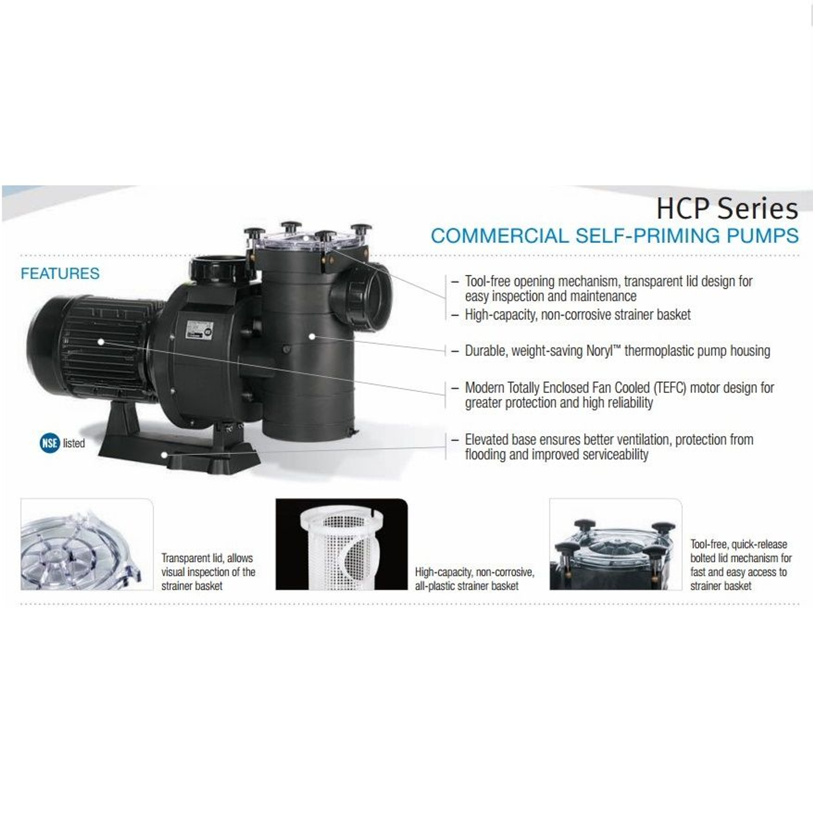 Насос для бассейна Hayward HCP40753E KAN760 (104.5м³/ч 5.52кВт 380В), Артикул: 17982