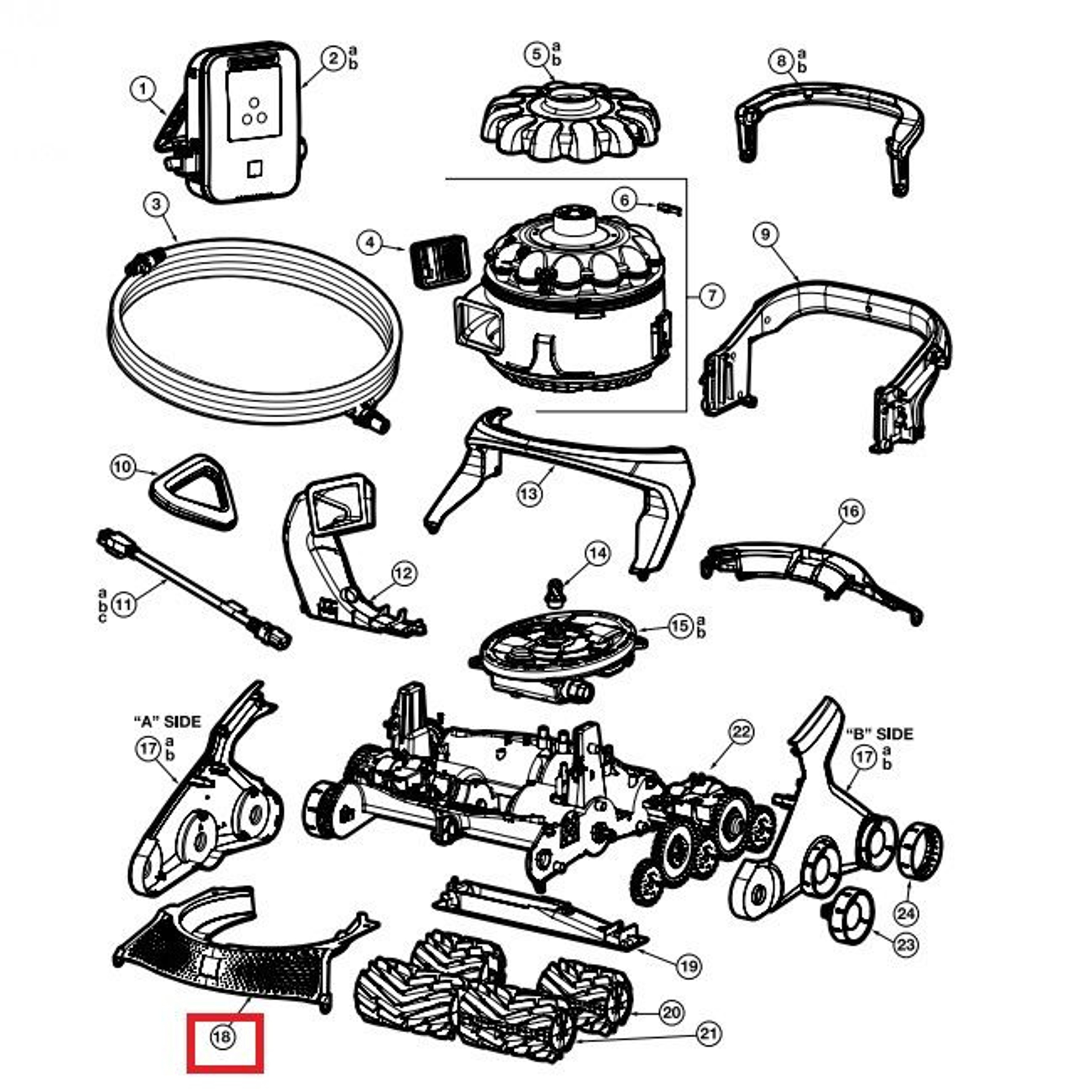 Передняя накладка корпуса для пылесоса Hayward AquaVac 600 и 650 (RCX361318236), Артикул: 24371, Для водных пылесосов