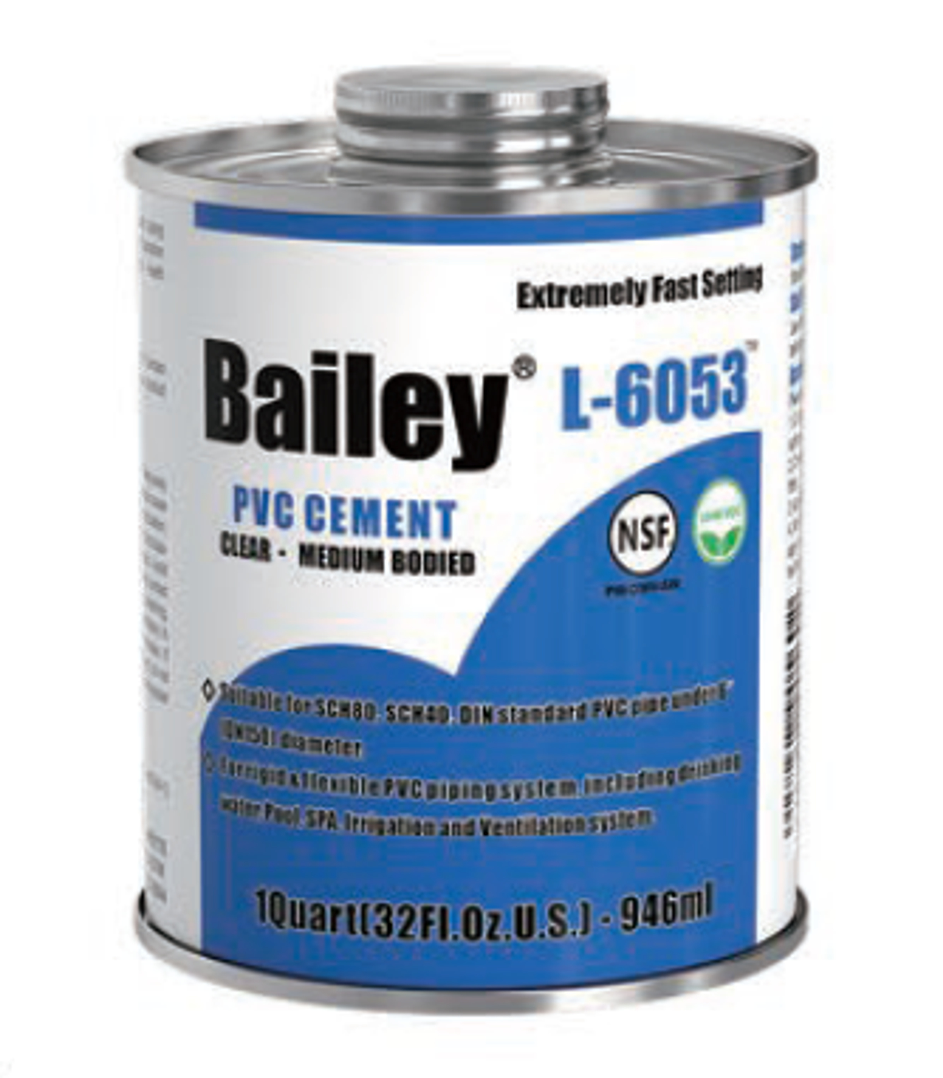 Клей L-6053  (946ml) Bailey для ПВХ труб, Артикул: 34296, Клей и праймер для ПВХ