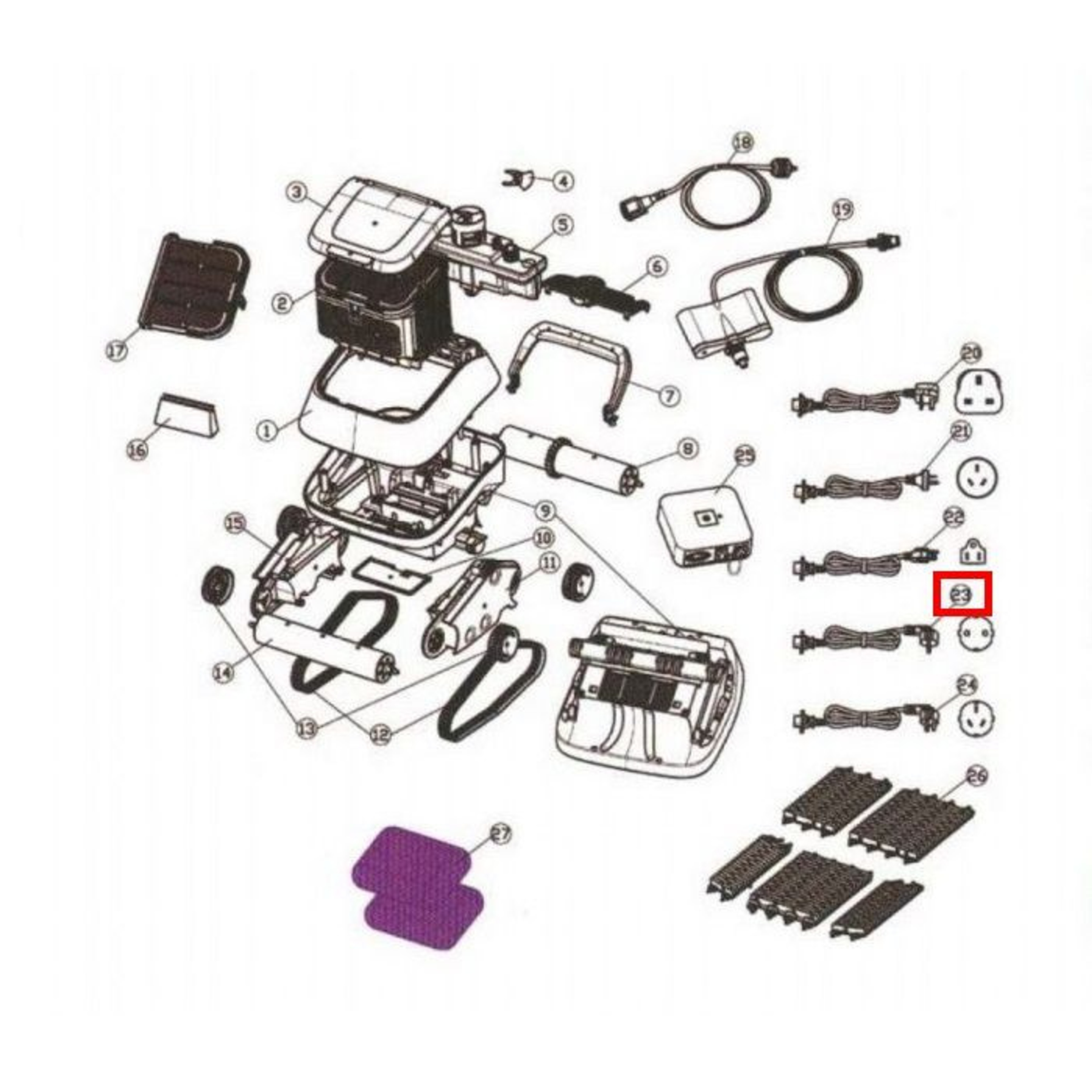 Кабель питания для Aquaviva 7310 Black Pearl (36003), Артикул: 20604, Для водных пылесосов