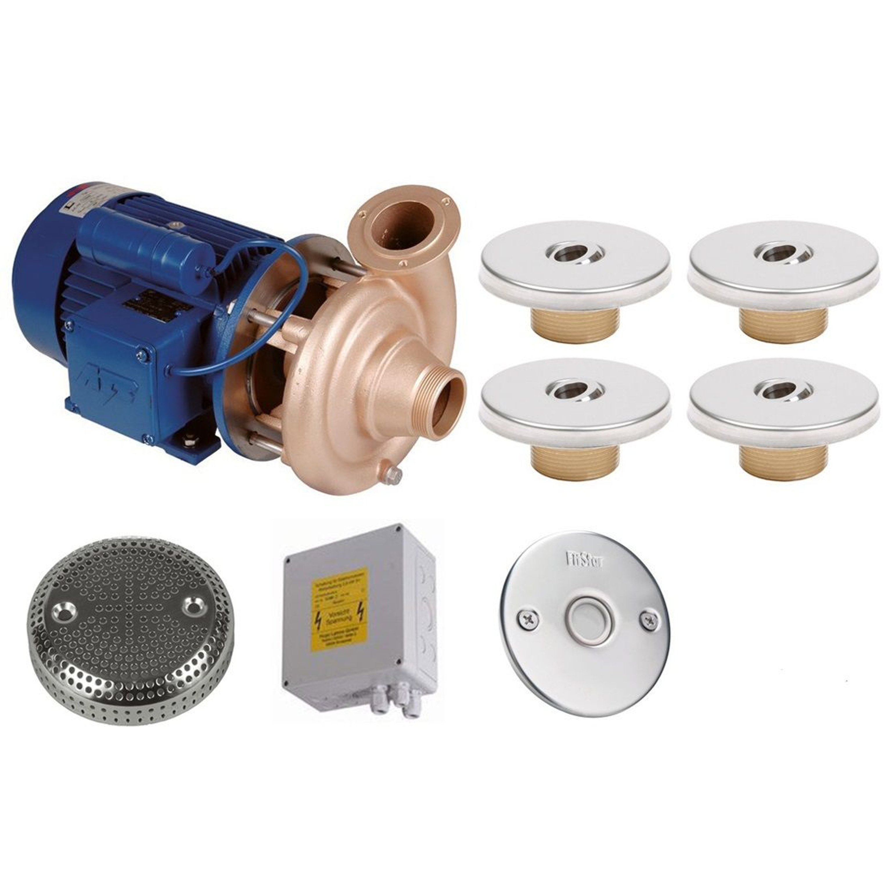 Гидромассаж Фитстар Standard 8697120 (220 В, 1,5 Квт) компл: насос, блок упр., 4 форсунки, 1 водозабор, пьезокнопка, Артикул: 19473, Оборудование для бассейнов