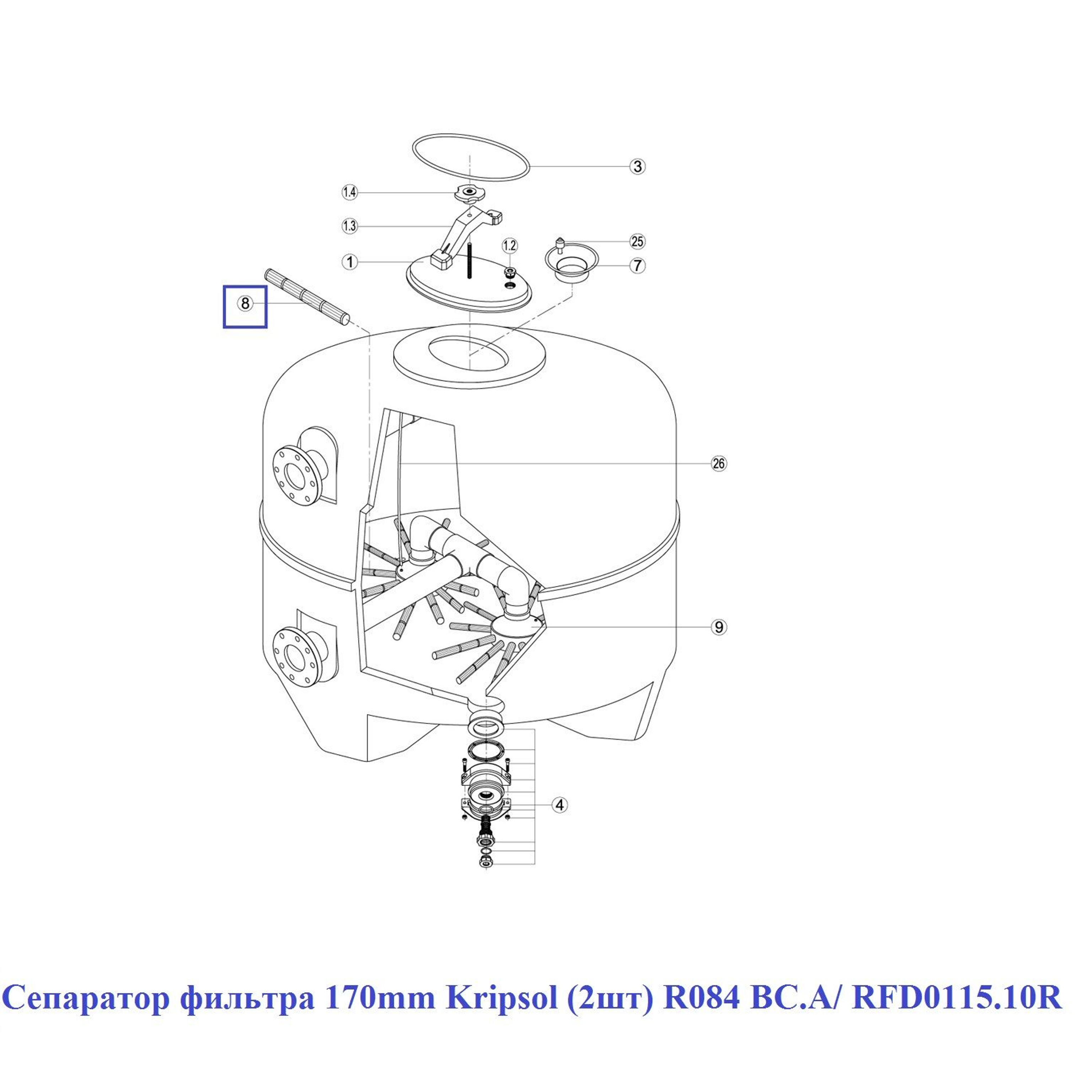 Сепаратор фильтра 170mm Kripsol (2шт) R084 BC.A/ RFD0115.10R, Артикул: 15867, Для фильтров и фильтрационных установок