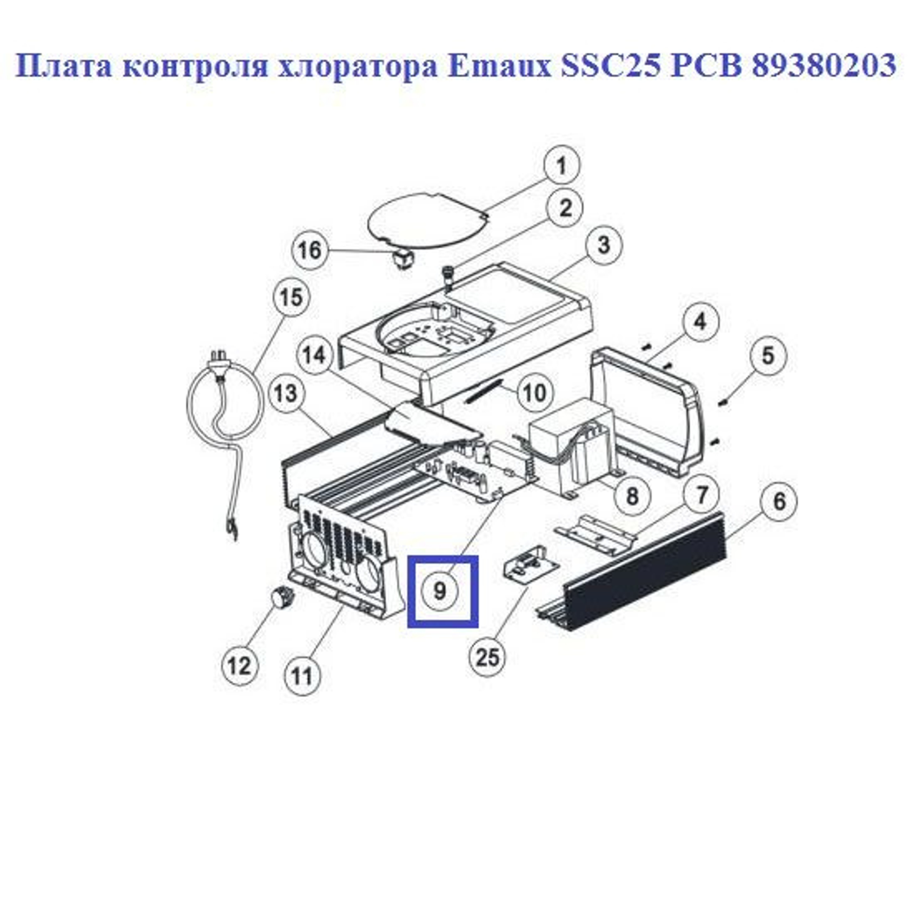 Плата контроля хлоратора Aquaviva SSC25 PCB 89380203, Артикул: 11913, Для дезинфицирующего оборудования
