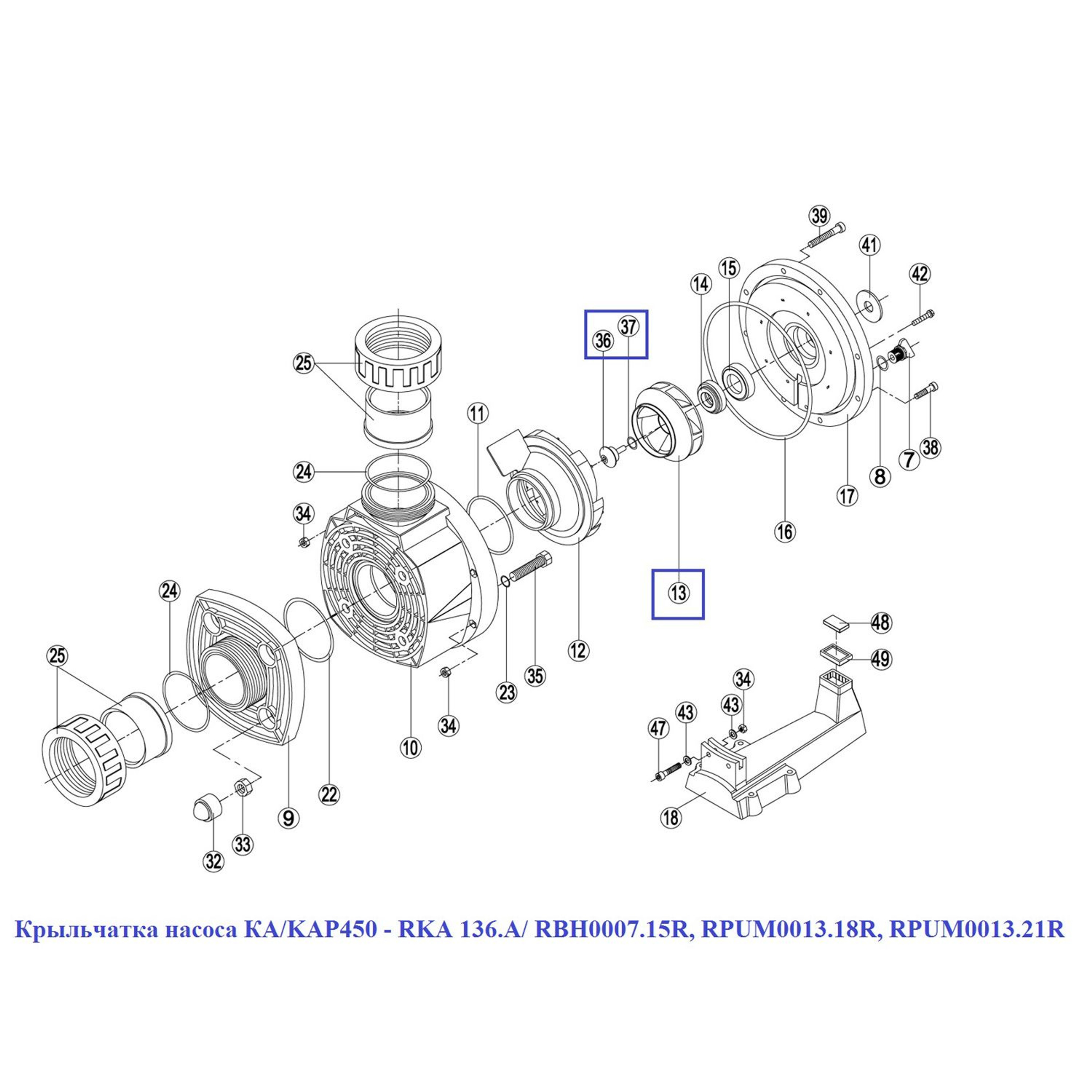 Крыльчатка насоса КА/KAP450 - RKA 136.A/ RBH0007.15R, Артикул: 3203, Для насосов